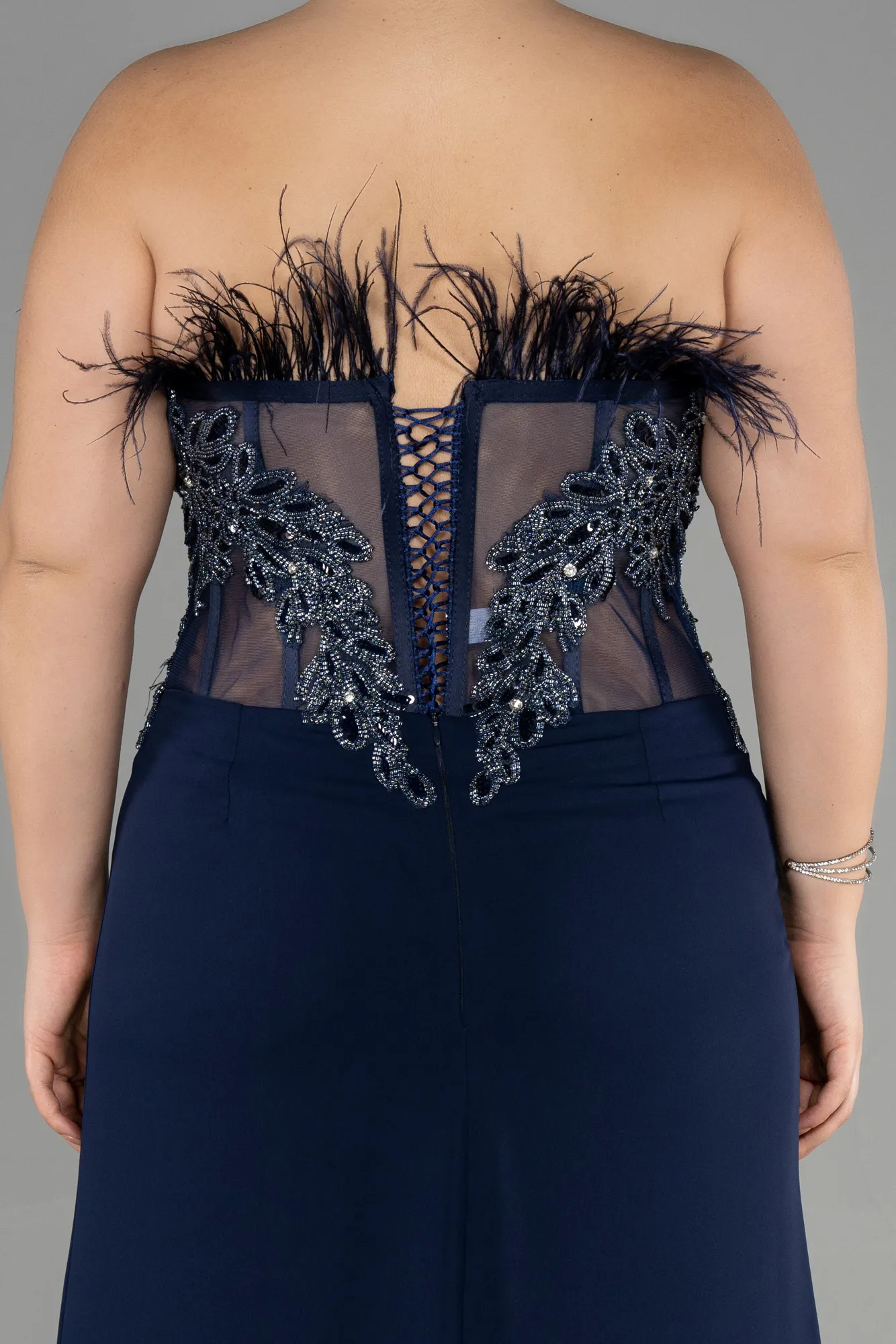 Navy Blue-Long Plus Size Evening Dress ABU3531