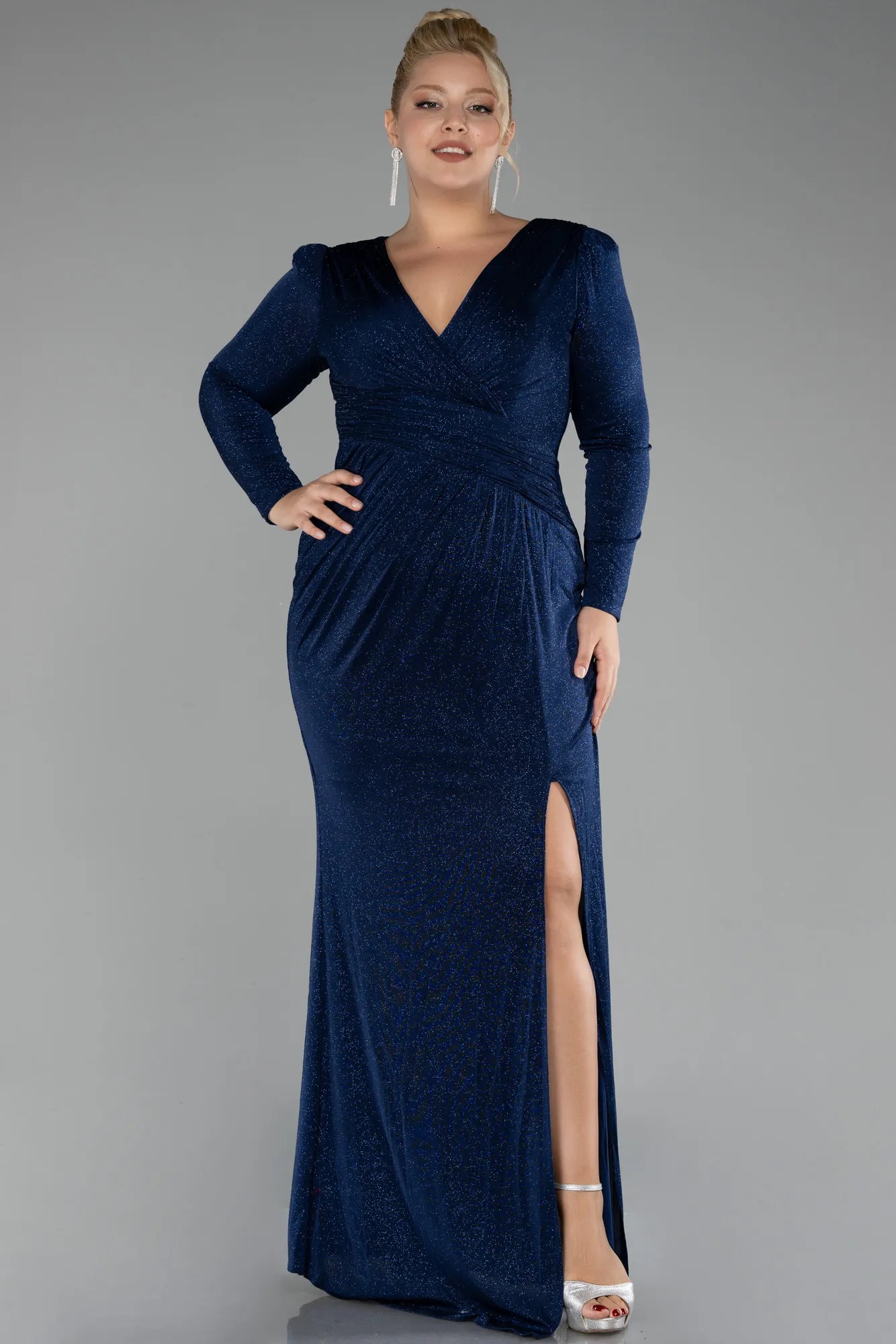 Navy Blue-Long Plus Size Evening Dress ABU3544