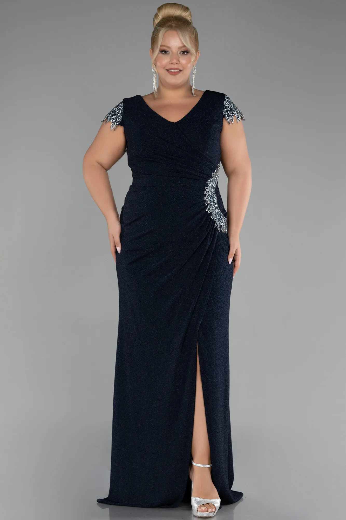 Navy Blue-Long Plus Size Evening Dress ABU3558