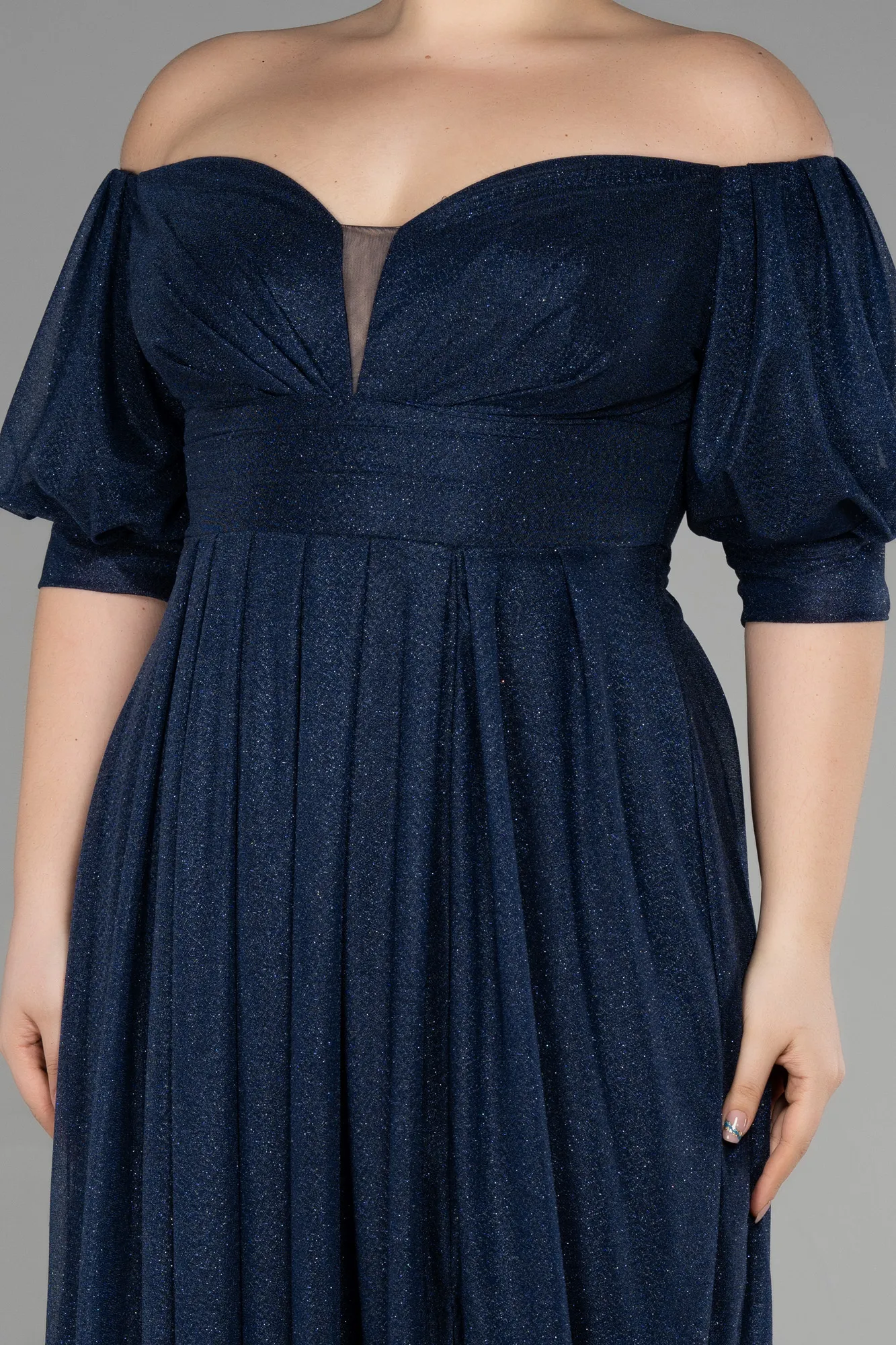 Navy Blue-Long Plus Size Evening Dress ABU3615