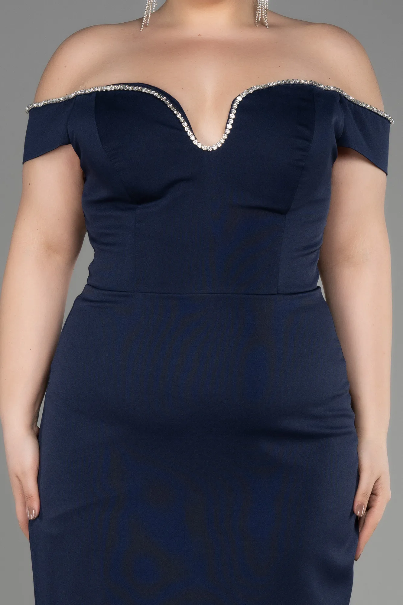 Navy Blue-Long Plus Size Evening Dress ABU3784