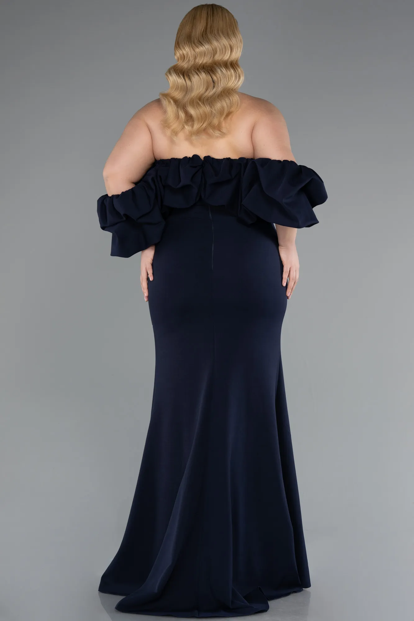 Navy Blue-Long Plus Size Evening Dress ABU4990
