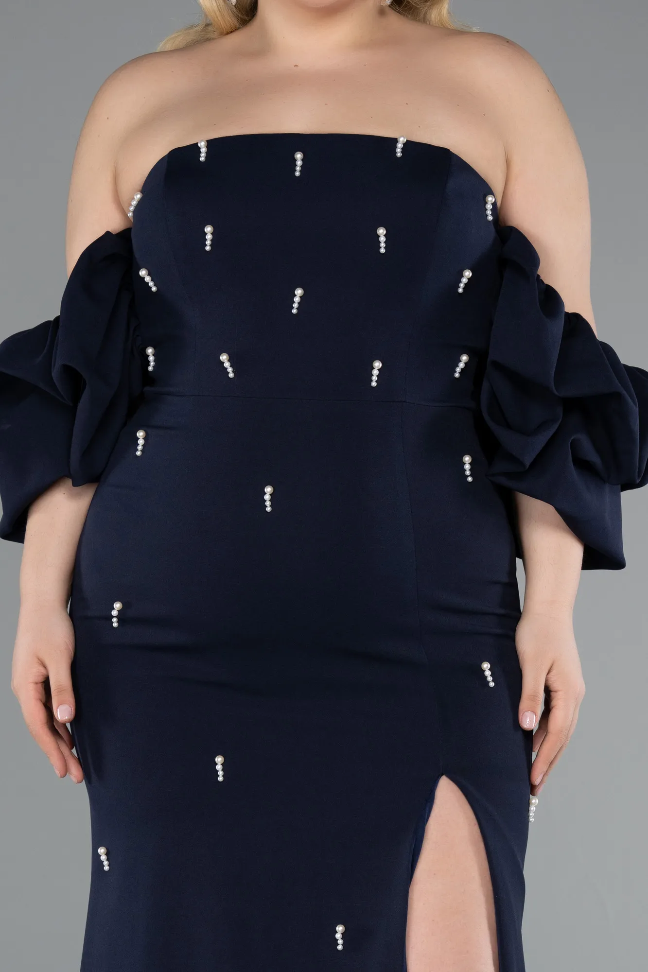 Navy Blue-Long Plus Size Evening Dress ABU4990