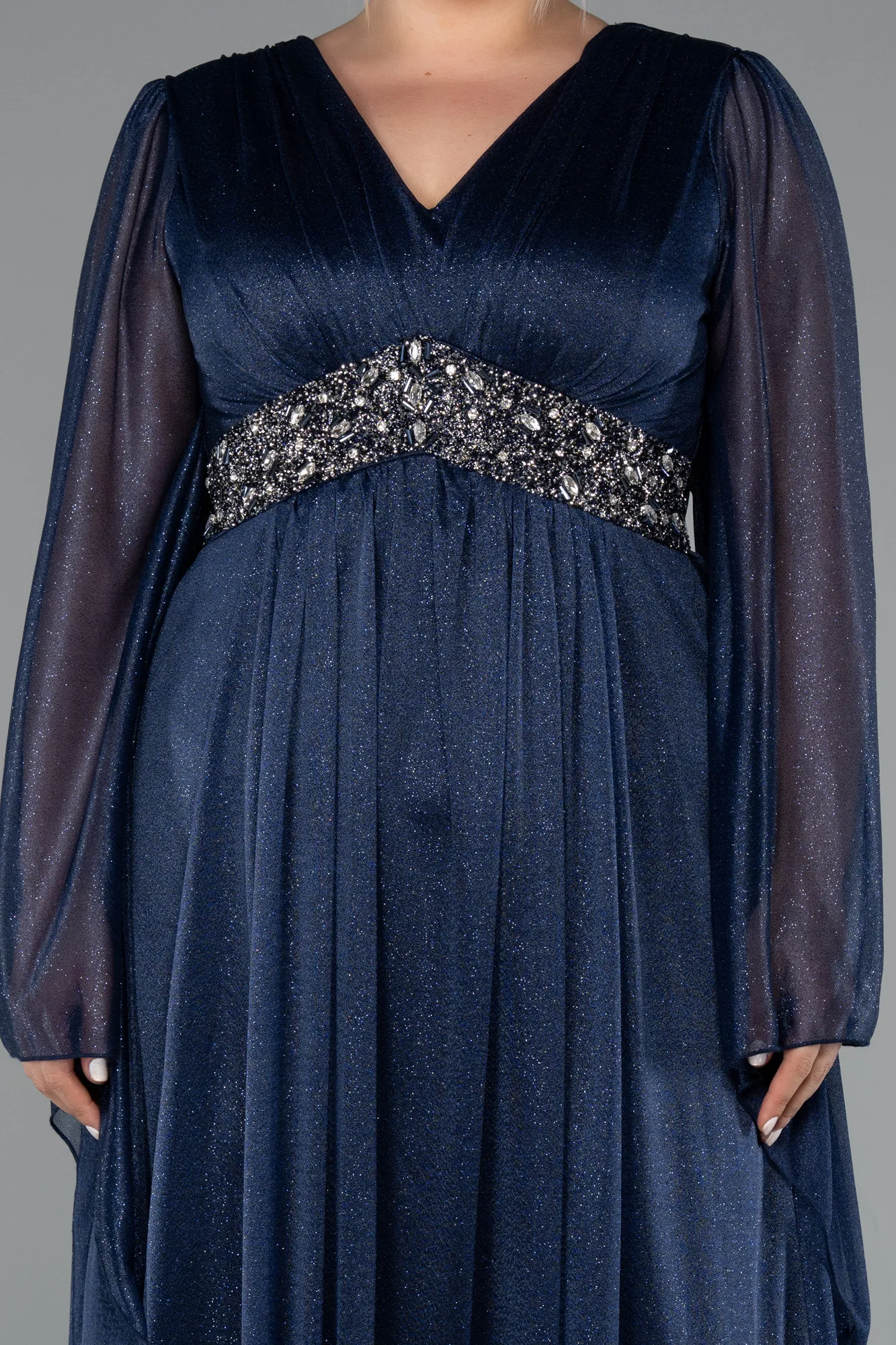 Navy Blue-Long Plus Size Evening Dress ABU5087