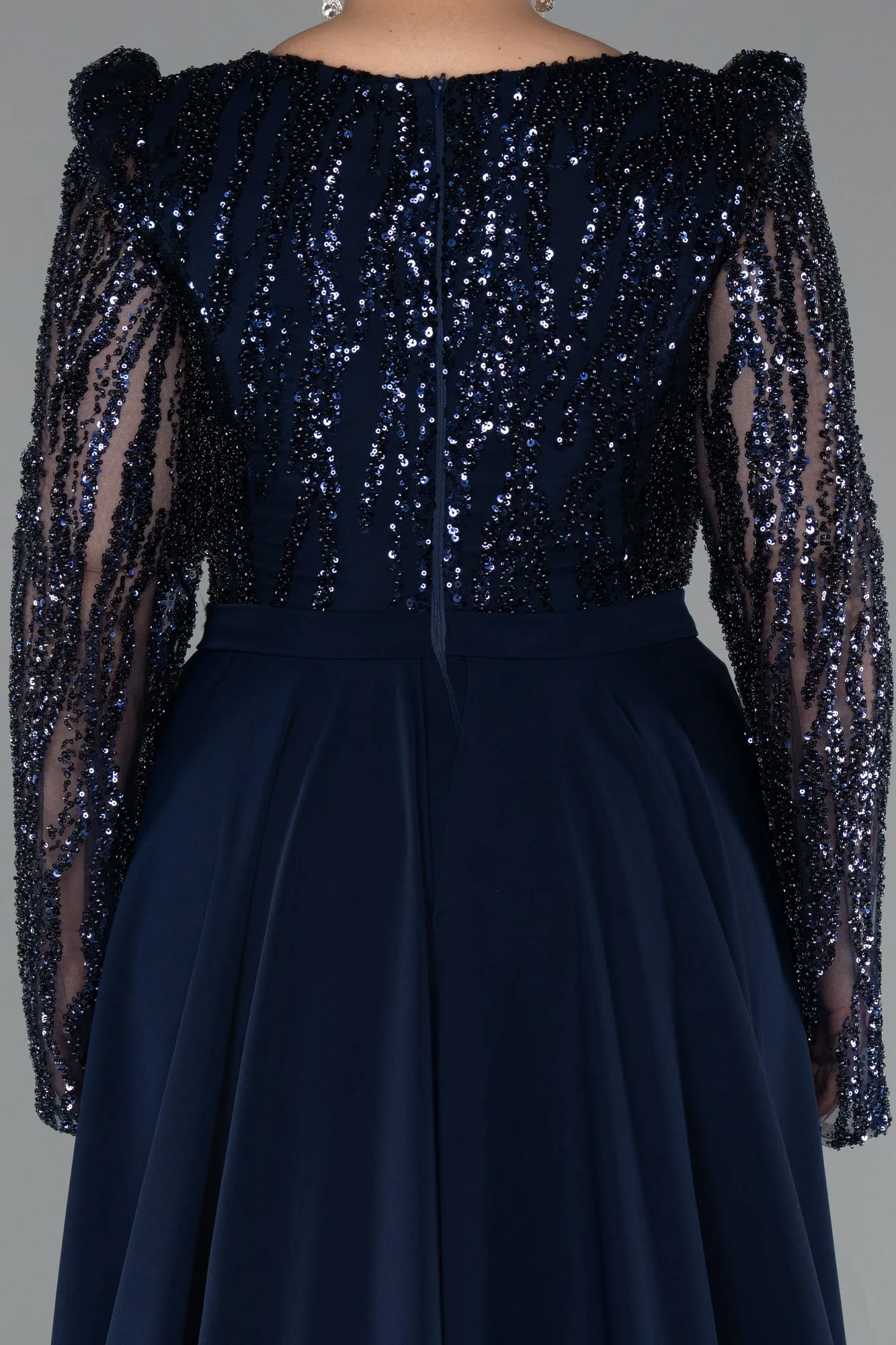 Navy Blue-Long Plus Size Evening Dress ABU5094