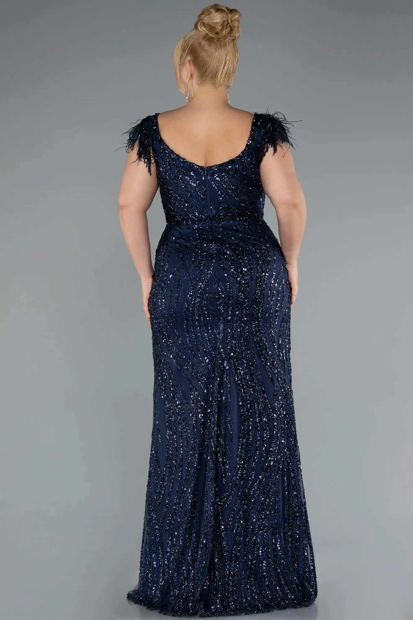Navy Blue-Long Plus Size Evening Dress ABU5182