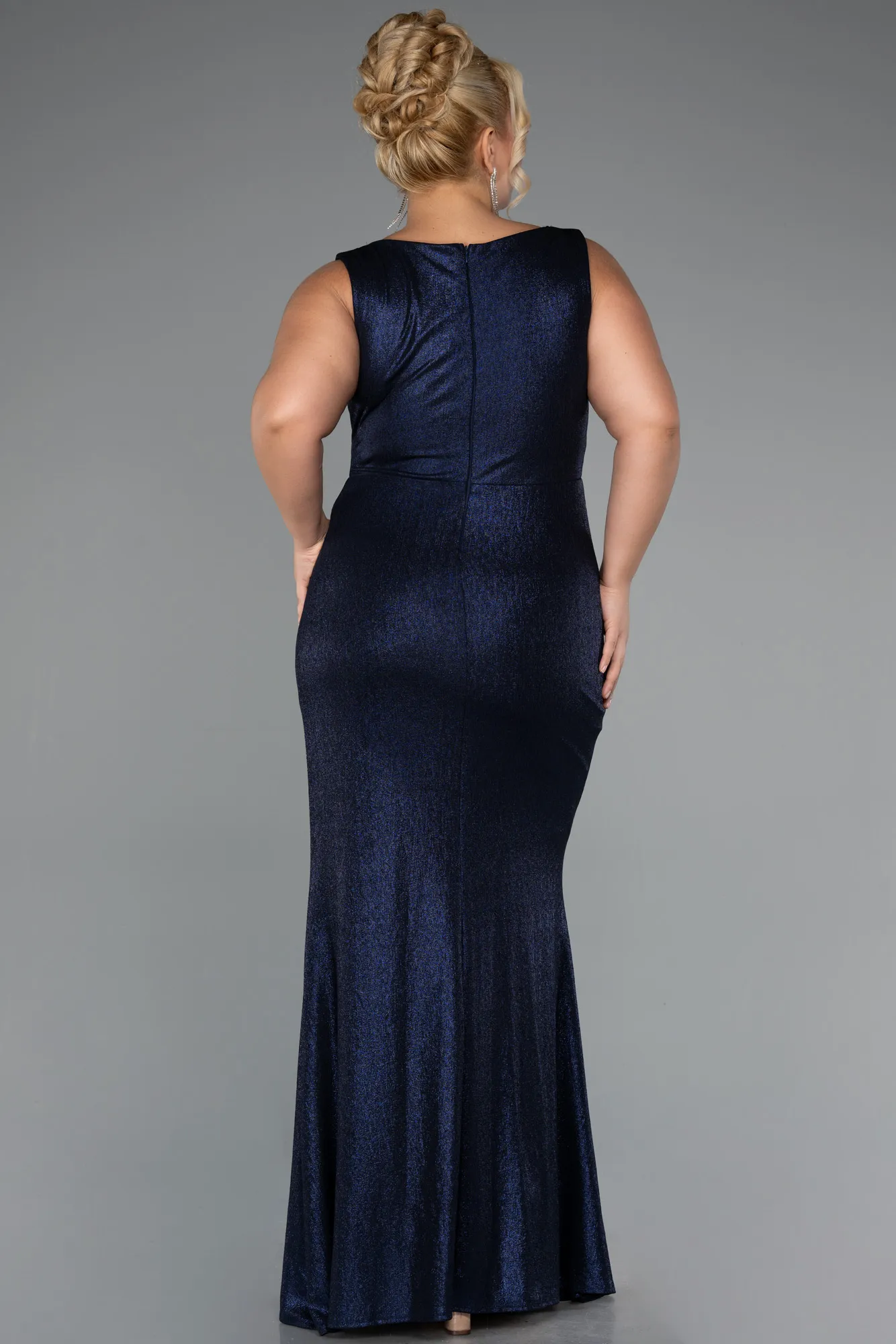 Navy Blue-Long Plus Size Evening Dress ABU5231