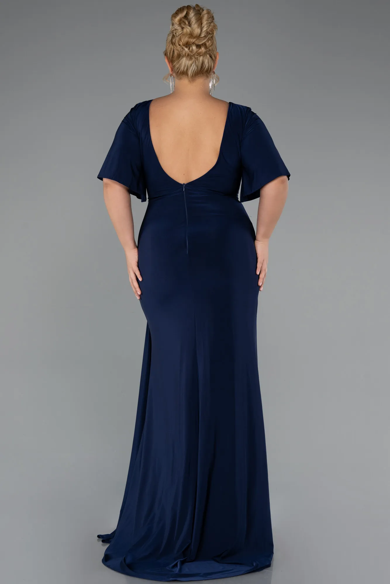 Navy Blue-Long Plus Size Evening Dress ABU5287