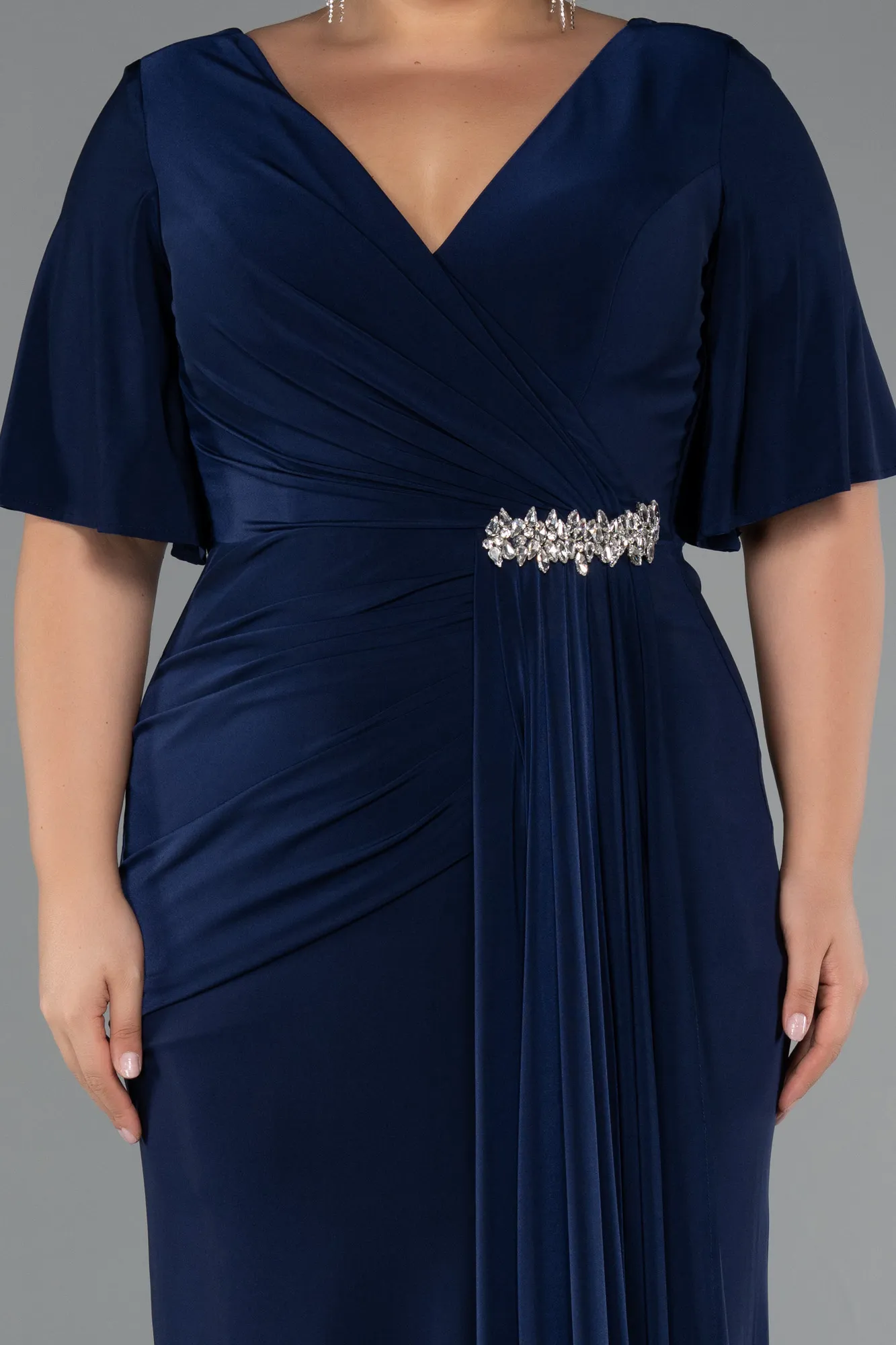 Navy Blue-Long Plus Size Evening Dress ABU5287