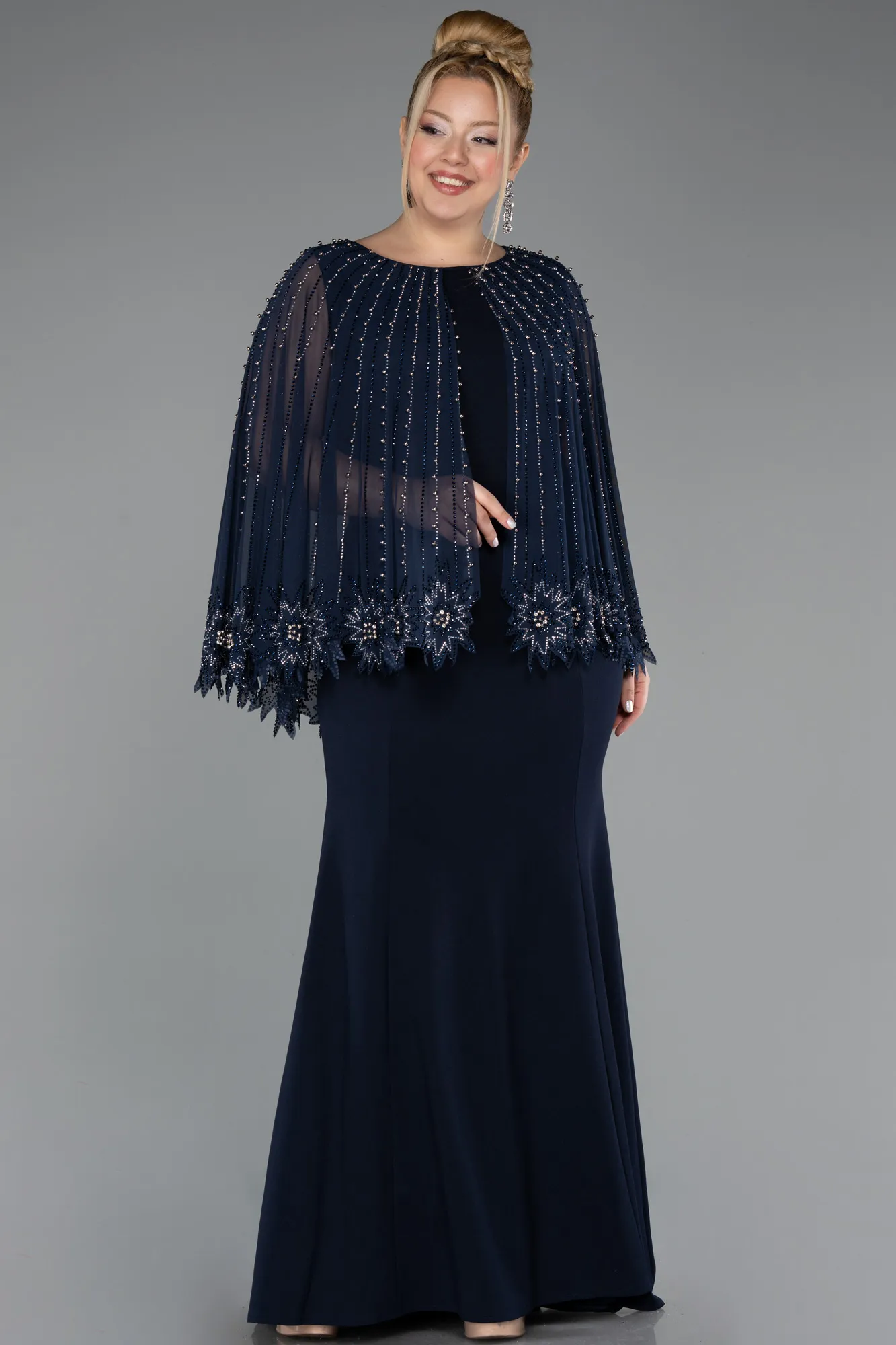 Navy Blue-Long Plus Size Evening Dress ABU5536