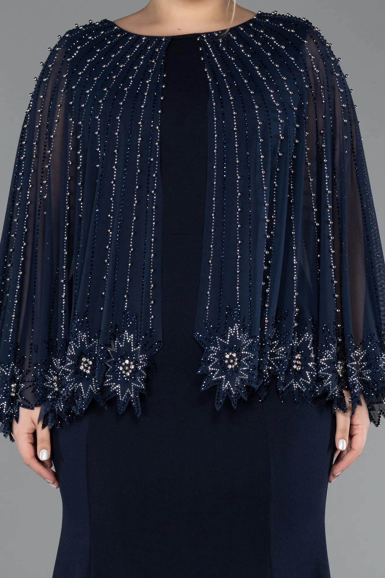 Navy Blue-Long Plus Size Evening Dress ABU5536