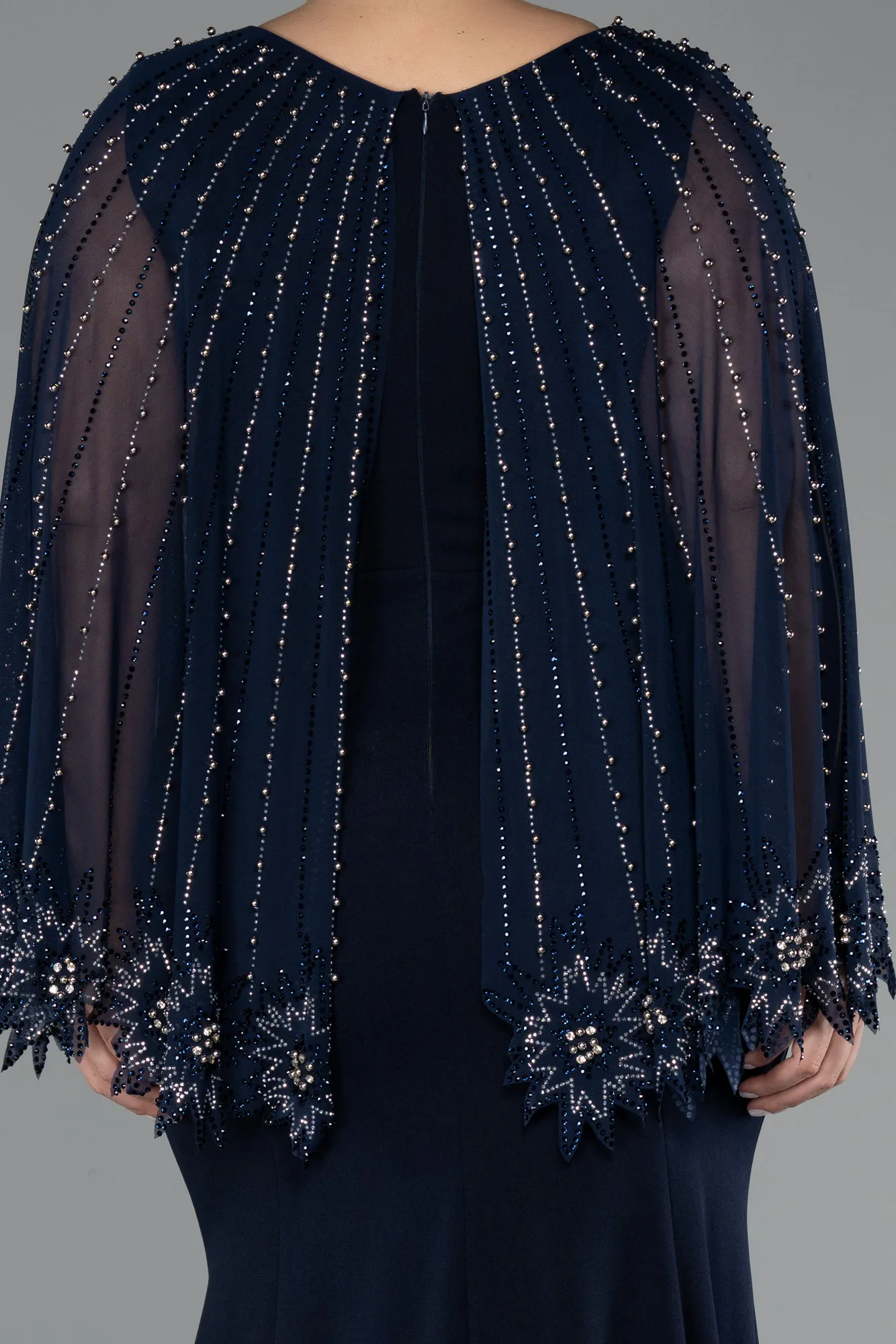 Navy Blue-Long Plus Size Evening Dress ABU5536