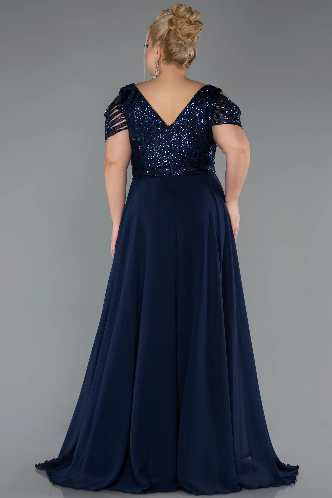 Navy Blue-Long Plus Size Evening Dress ABU828