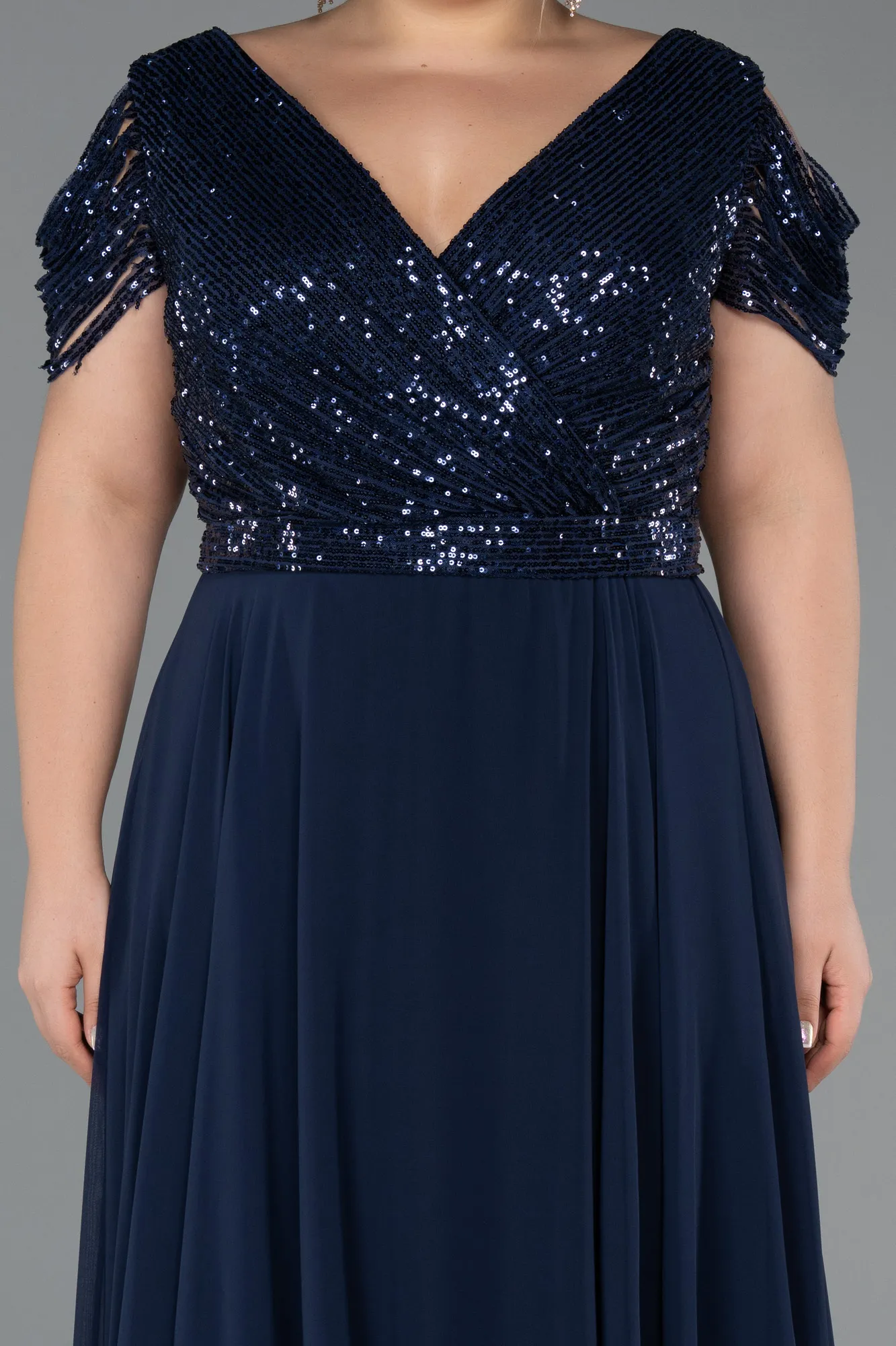 Navy Blue-Long Plus Size Evening Dress ABU828