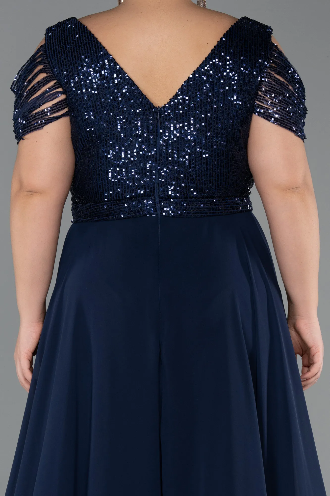 Navy Blue-Long Plus Size Evening Dress ABU828