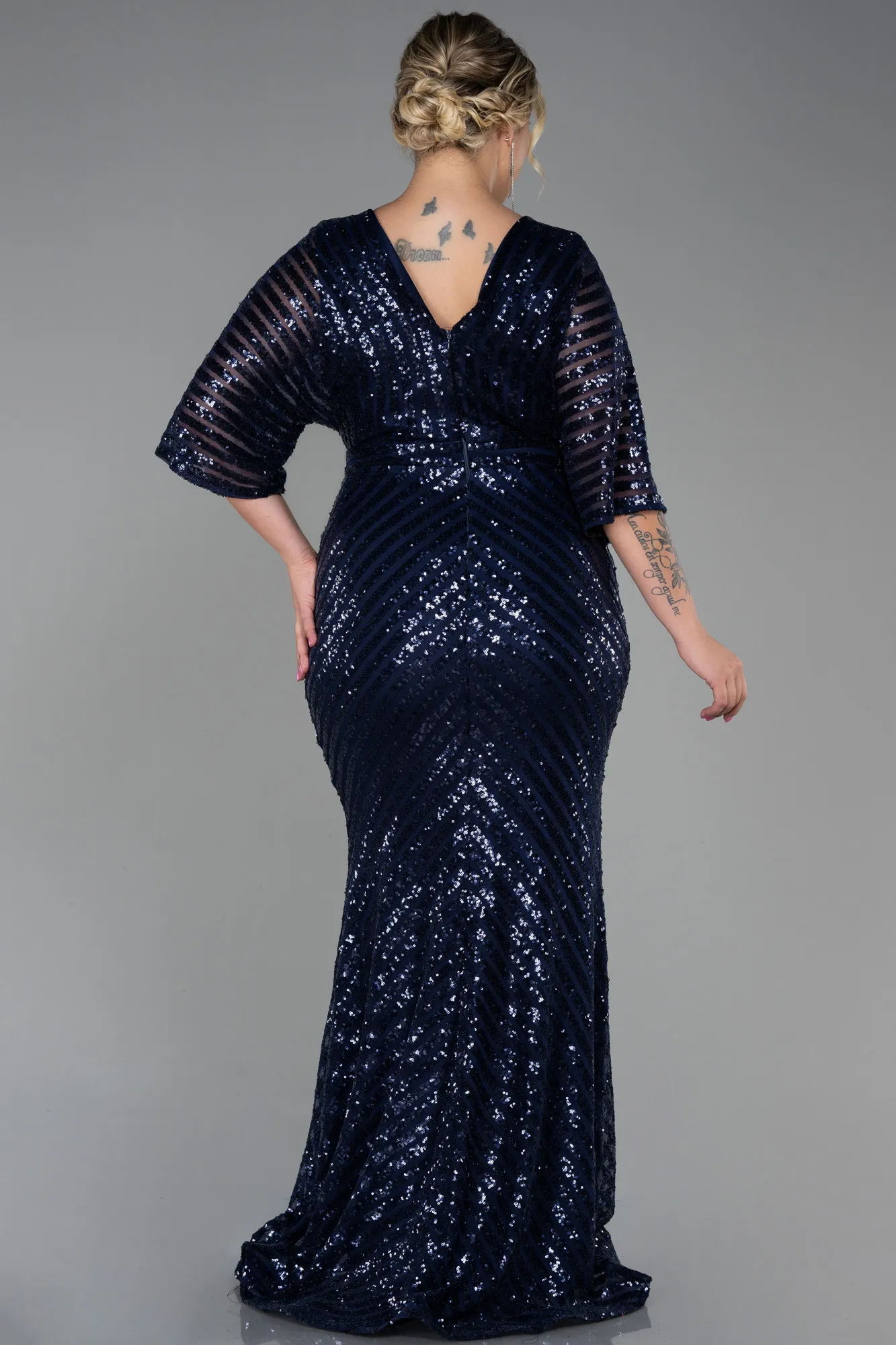 Navy Blue-Long Plus Size Evening Dress ABU900