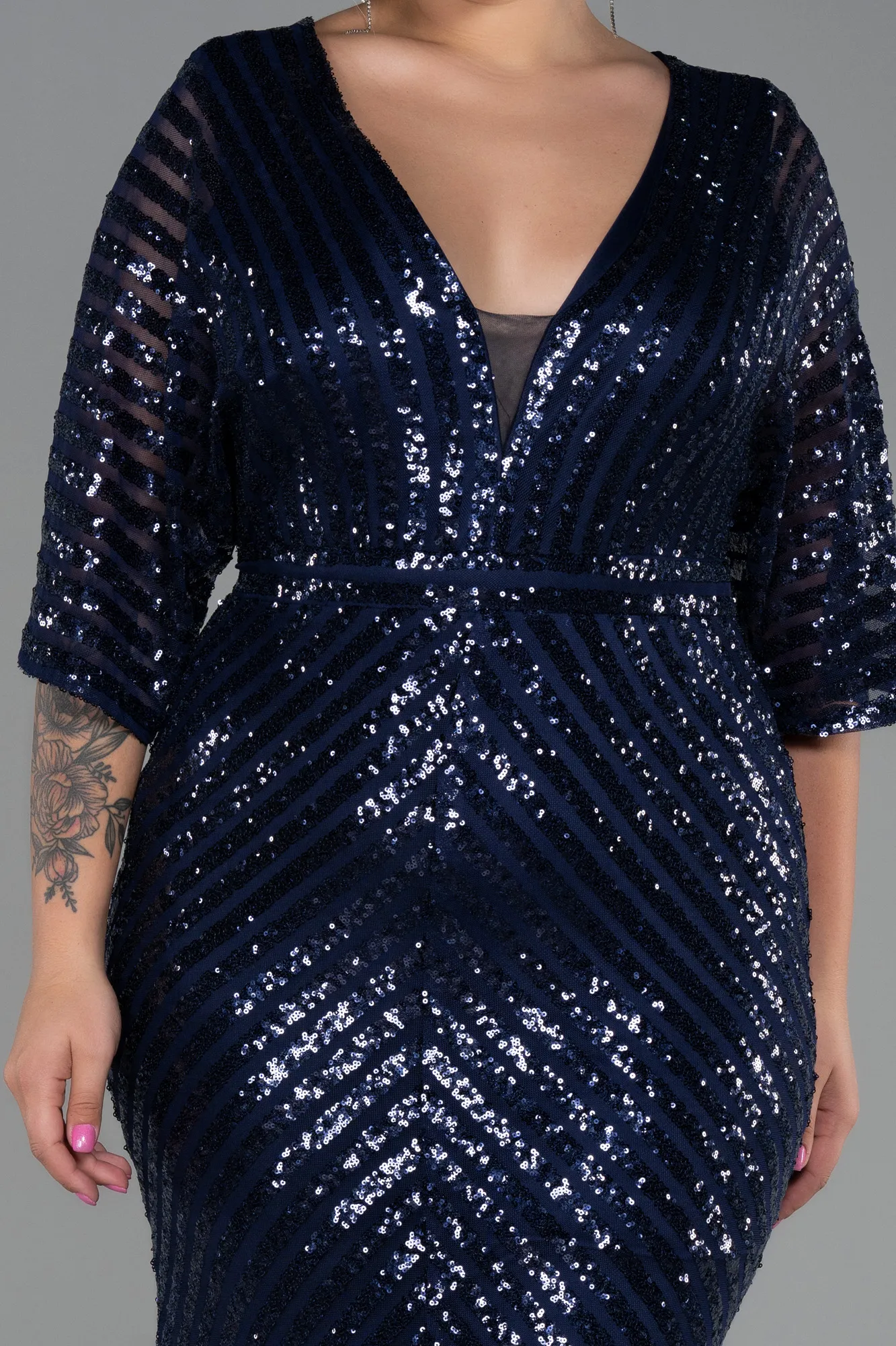 Navy Blue-Long Plus Size Evening Dress ABU900