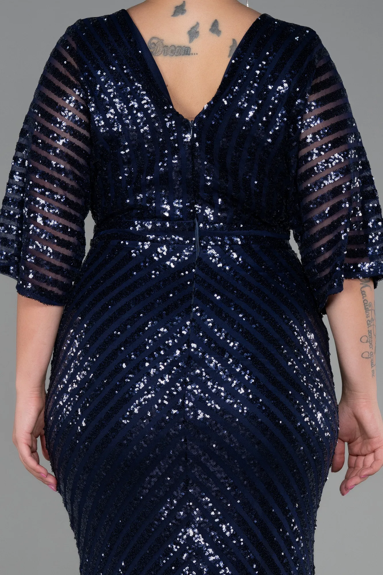 Navy Blue-Long Plus Size Evening Dress ABU900