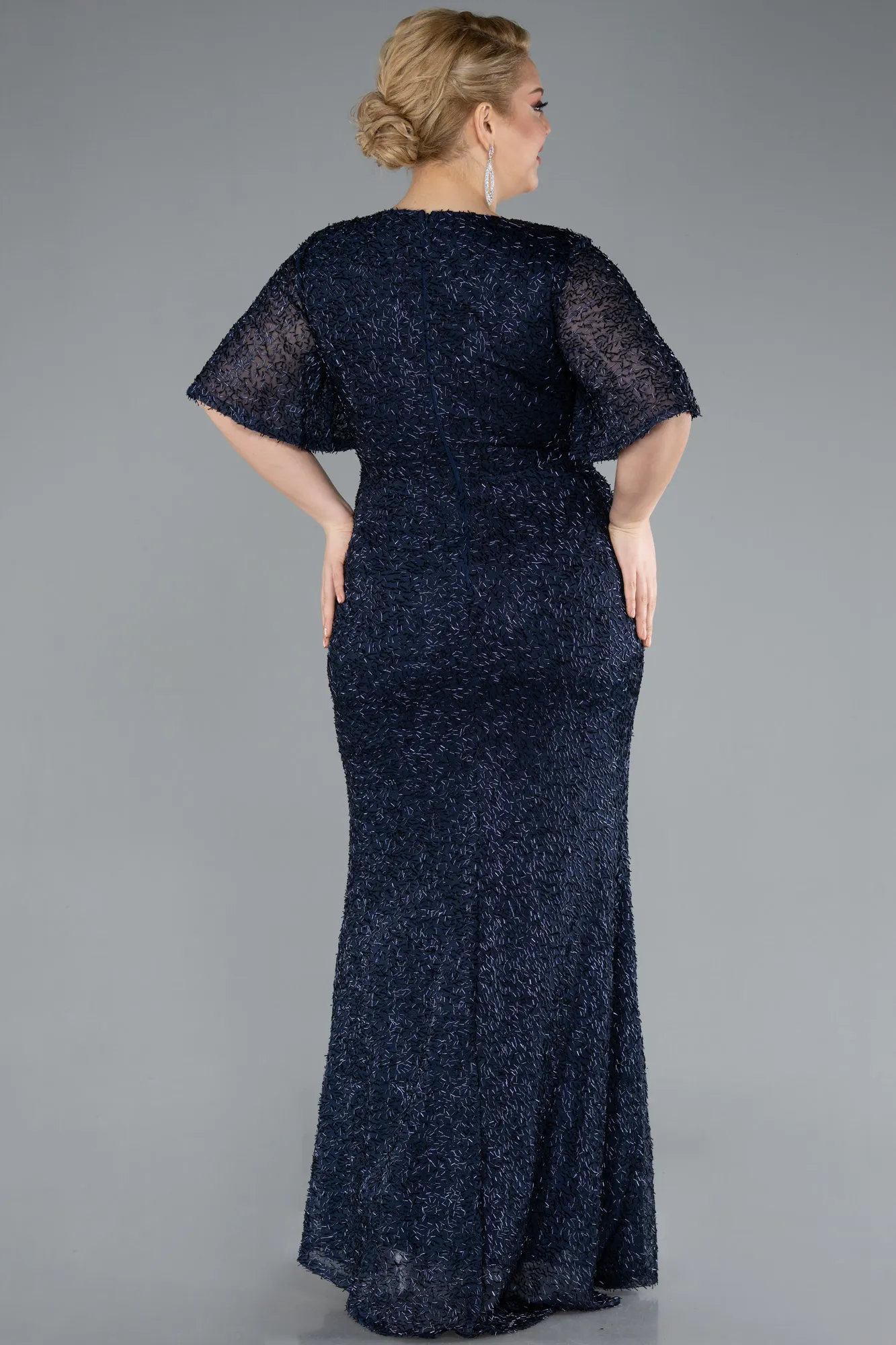 Navy Blue-Long Plus Size Evening Gown ABU4542