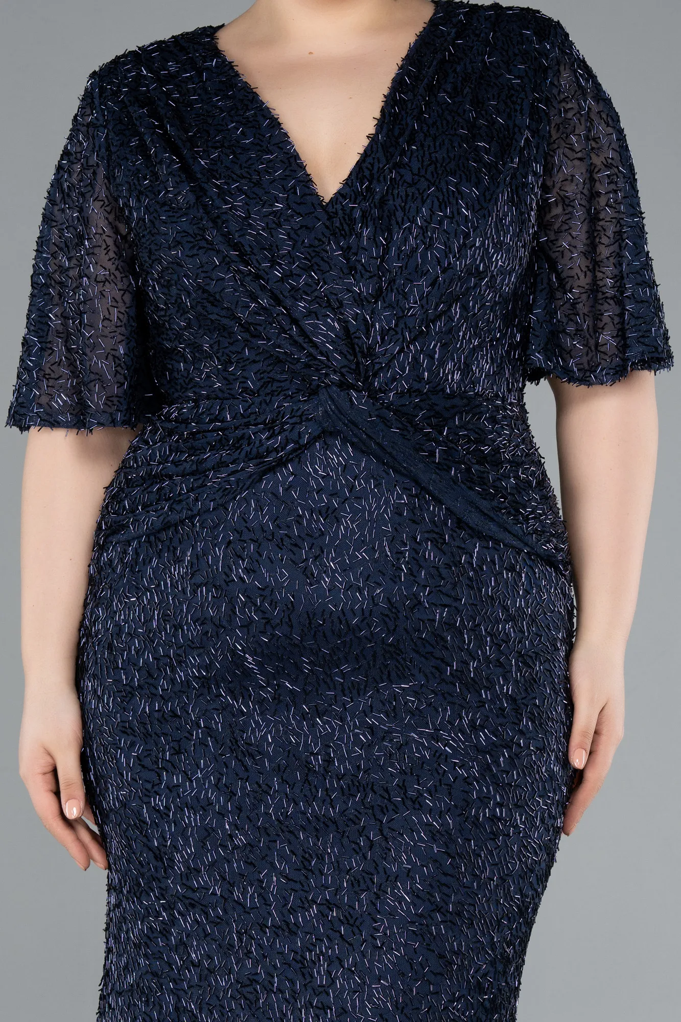 Navy Blue-Long Plus Size Evening Gown ABU4542