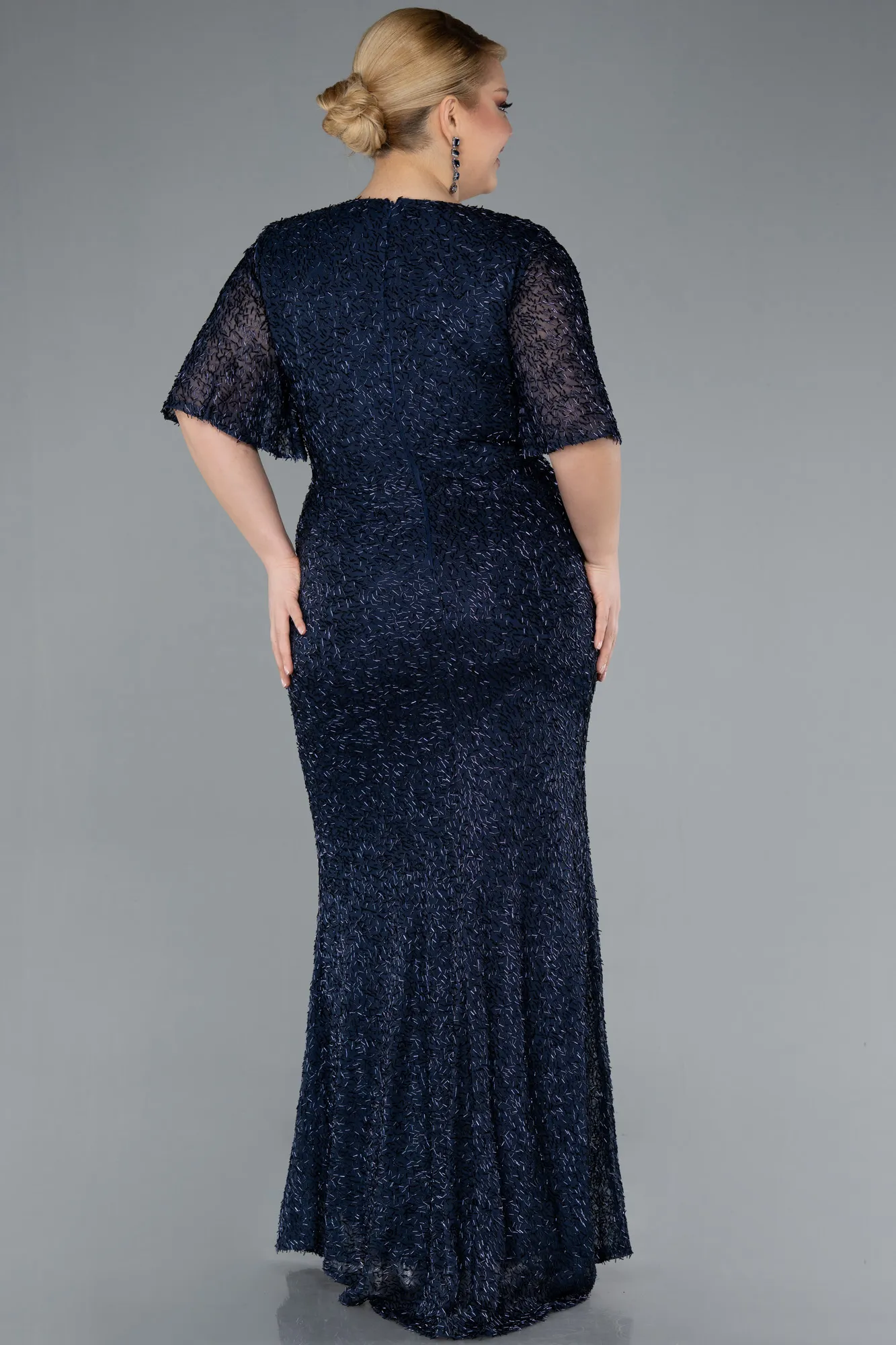 Navy Blue-Long Plus Size Evening Gown ABU4542