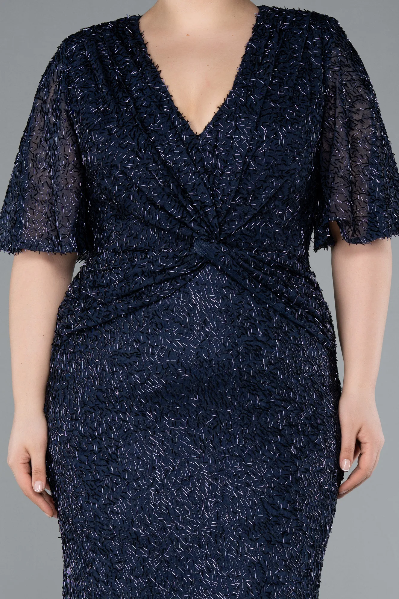 Navy Blue-Long Plus Size Evening Gown ABU4542