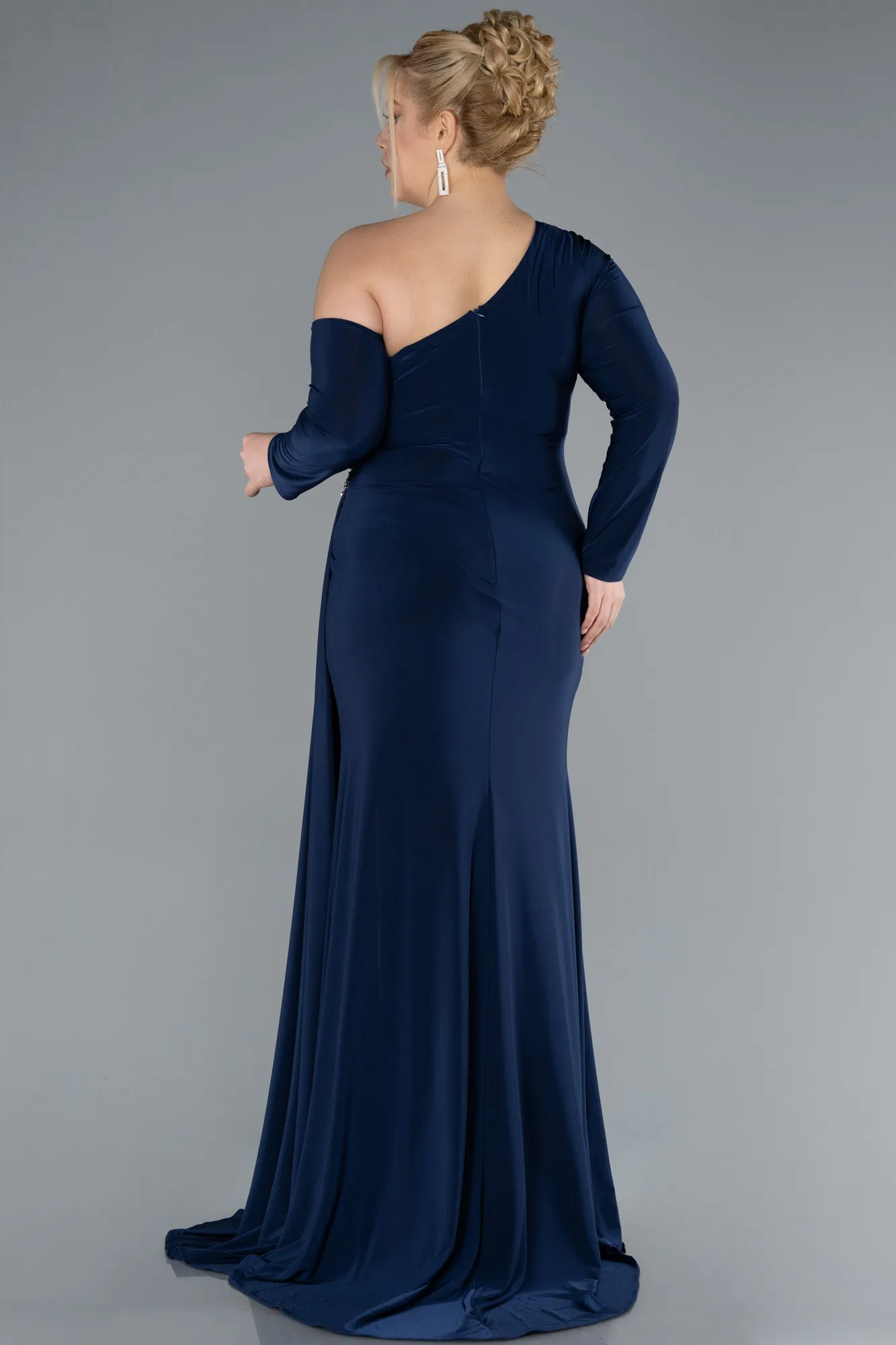 Navy Blue-Long Plus Size Evening Gown ABU4617