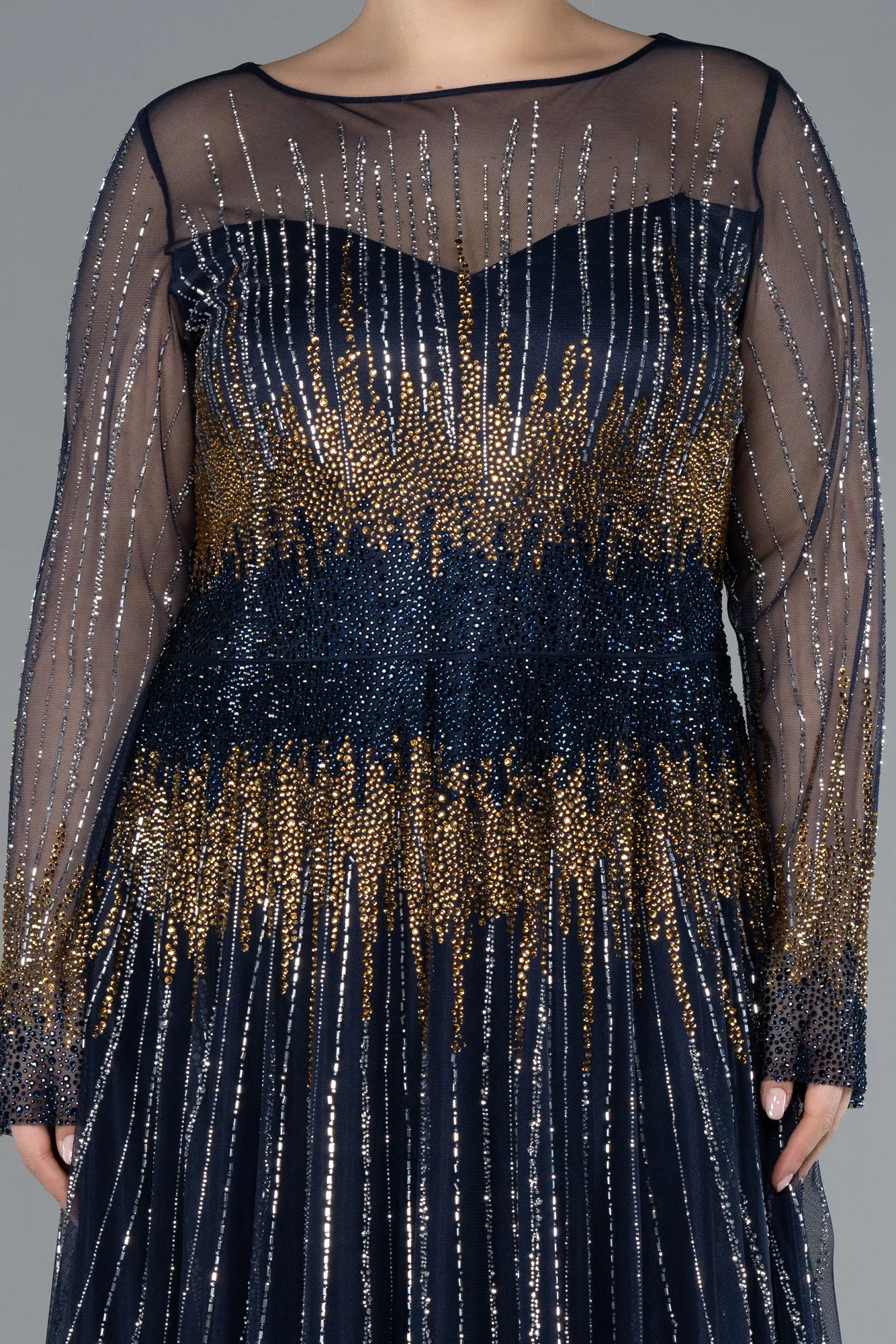 Navy Blue-Long Plus Size Evening Gown ABU4635