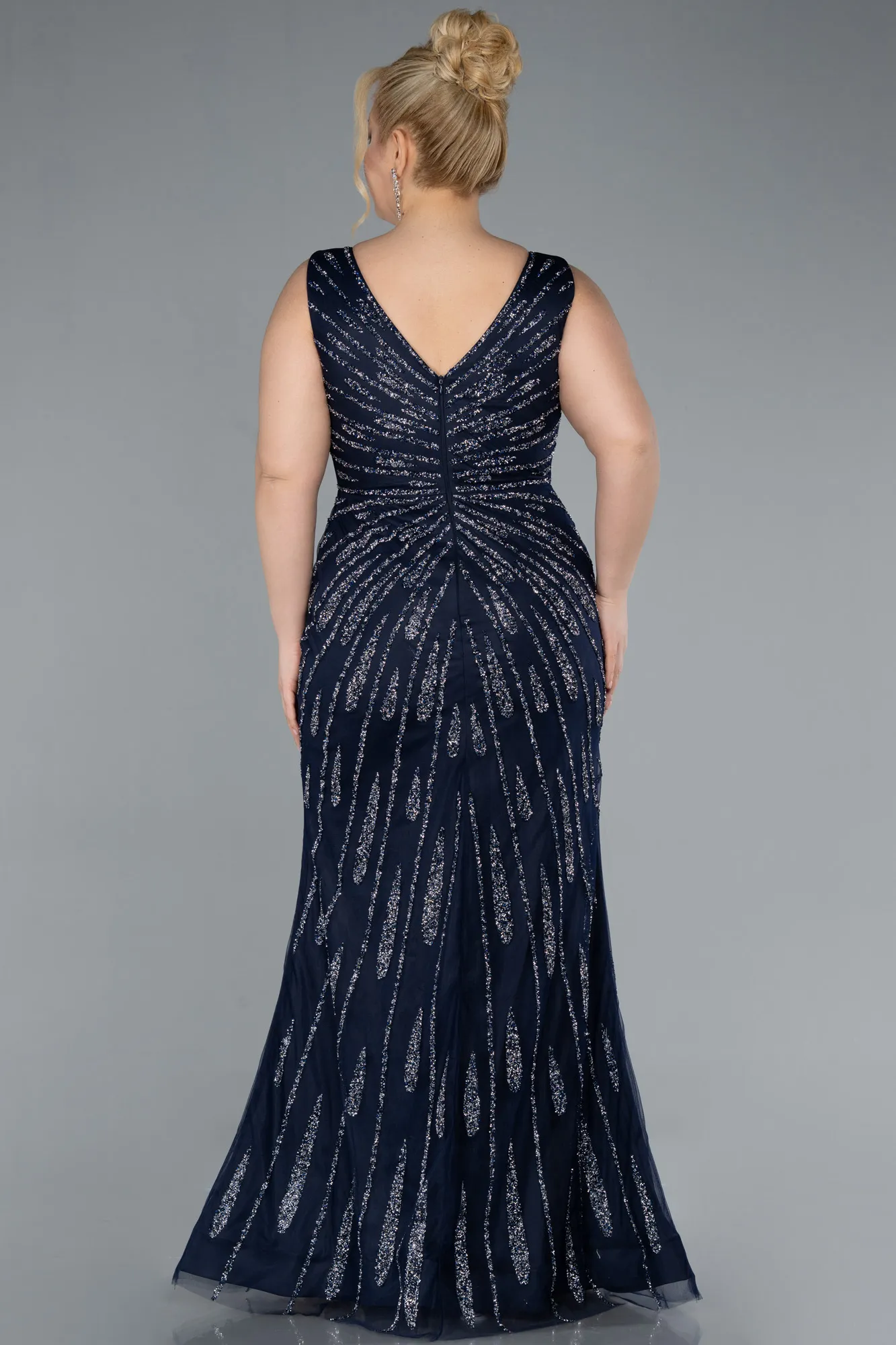 Navy Blue-Long Plus Size Evening Gown ABU4717