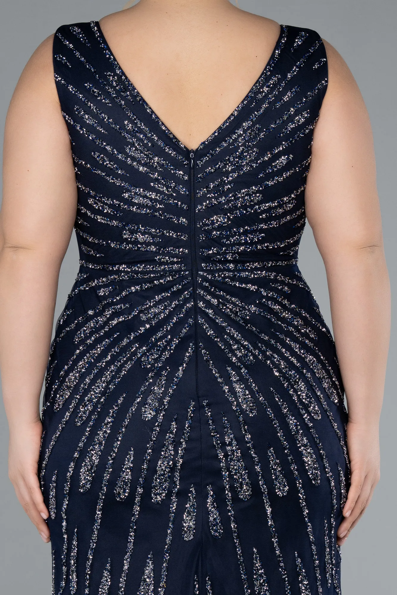 Navy Blue-Long Plus Size Evening Gown ABU4717