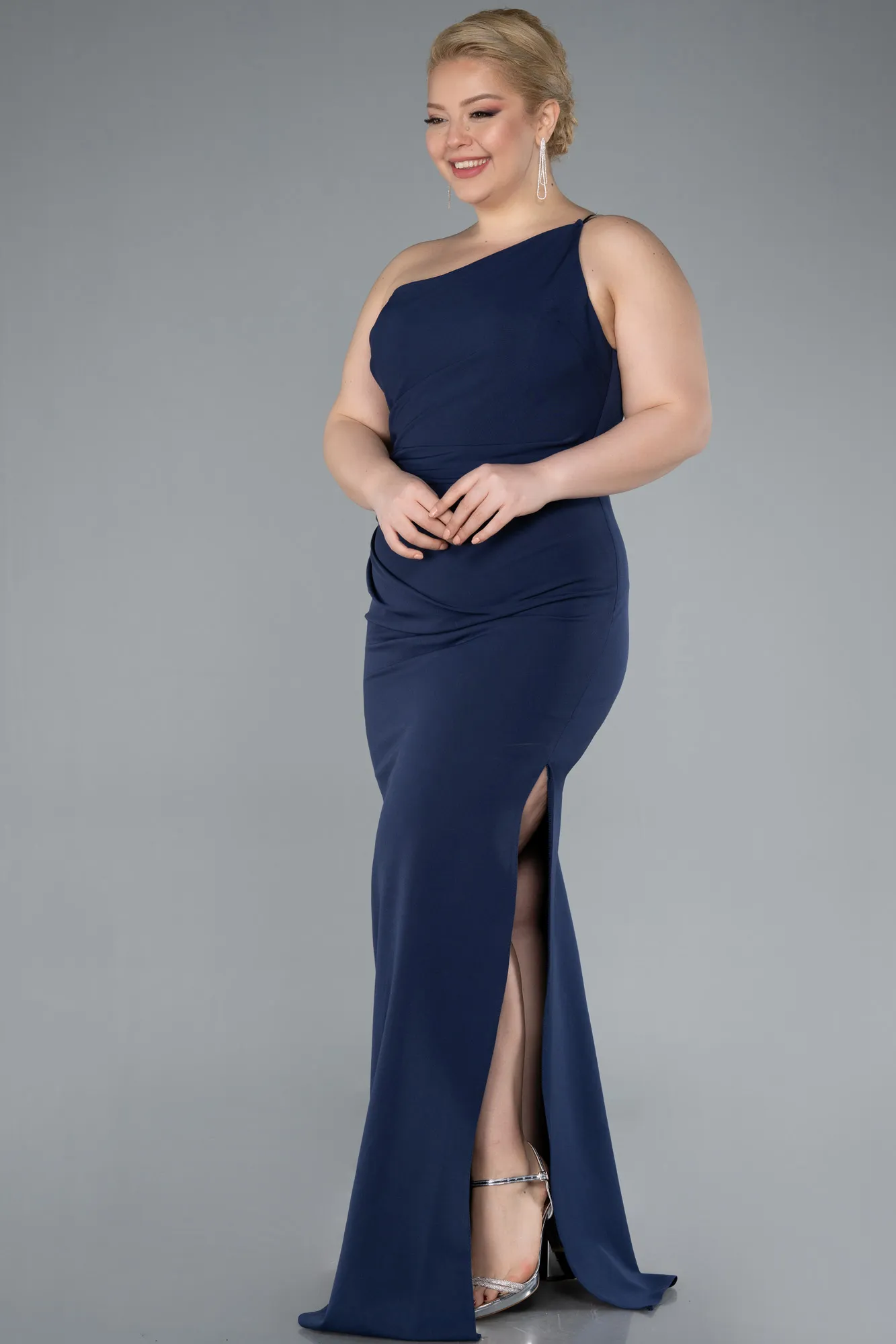 Navy Blue-Long Plus Size Evening Gown ABU4892