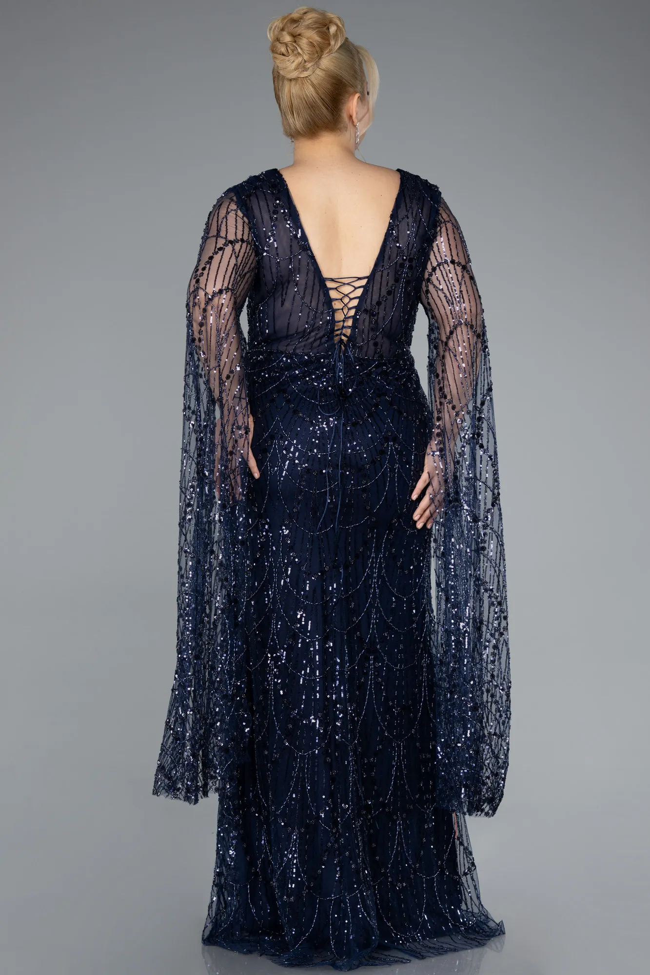Navy Blue-Long Plus Size Evening Gown ABU4945