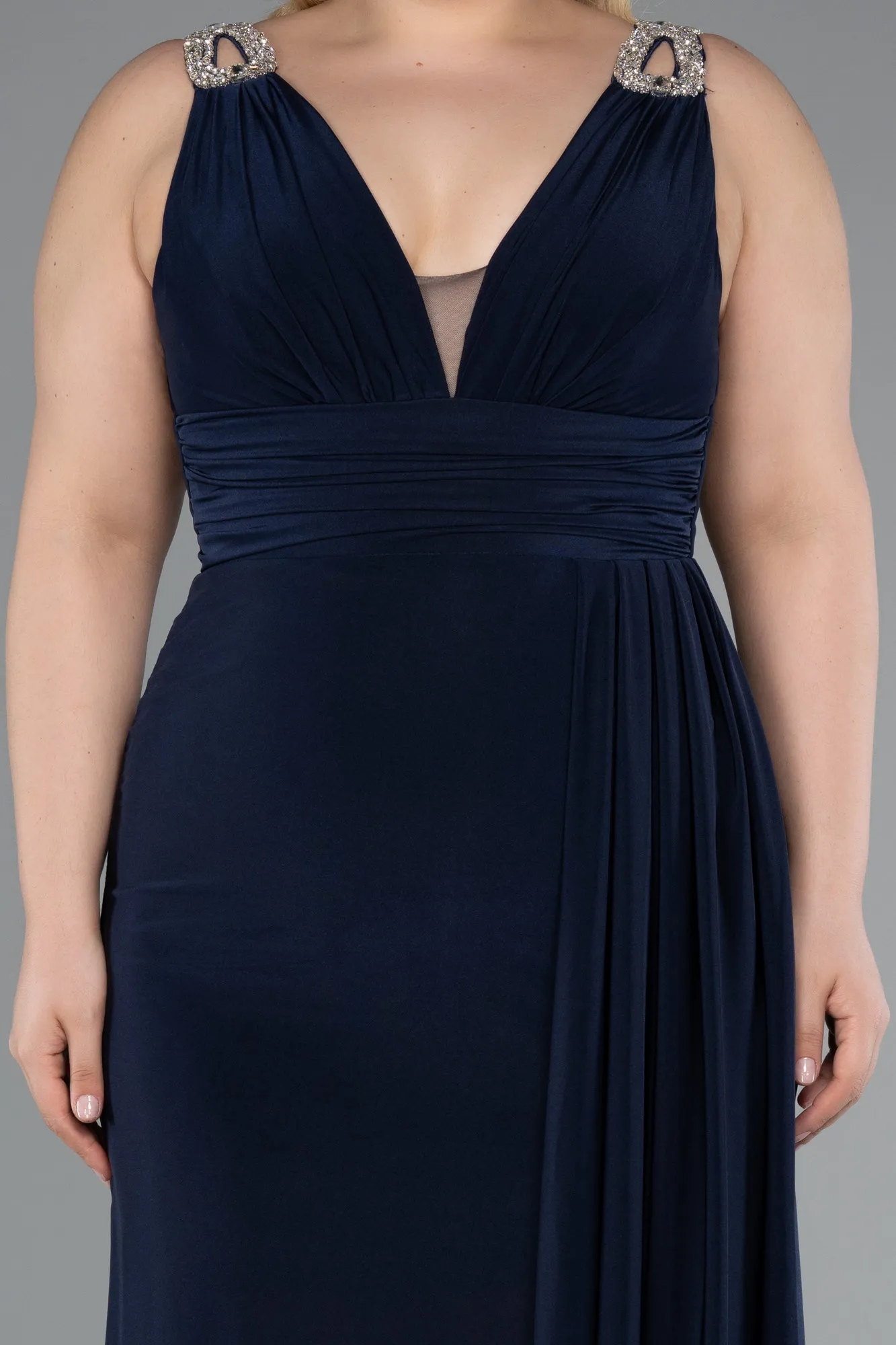Navy Blue-Long Plus Size Evening Gown ABU4968