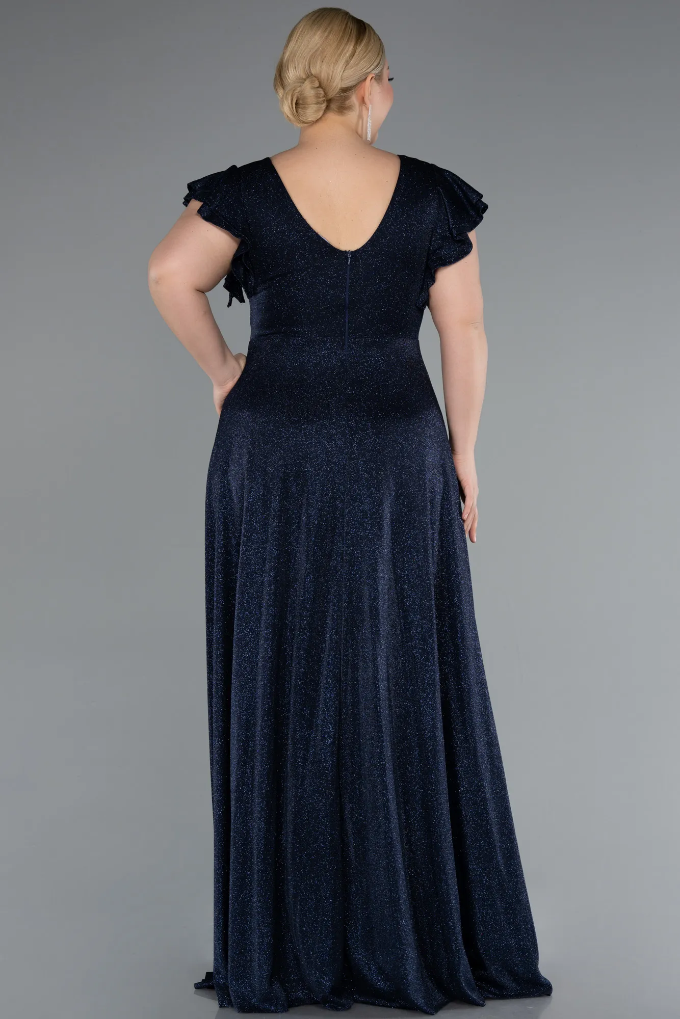 Navy Blue-Long Plus Size Evening Gown ABU4985
