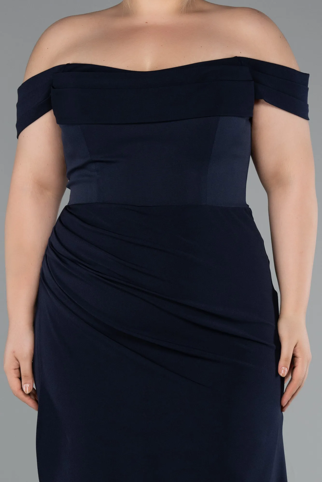 Navy Blue-Long Plus Size Evening Gown ABU5156