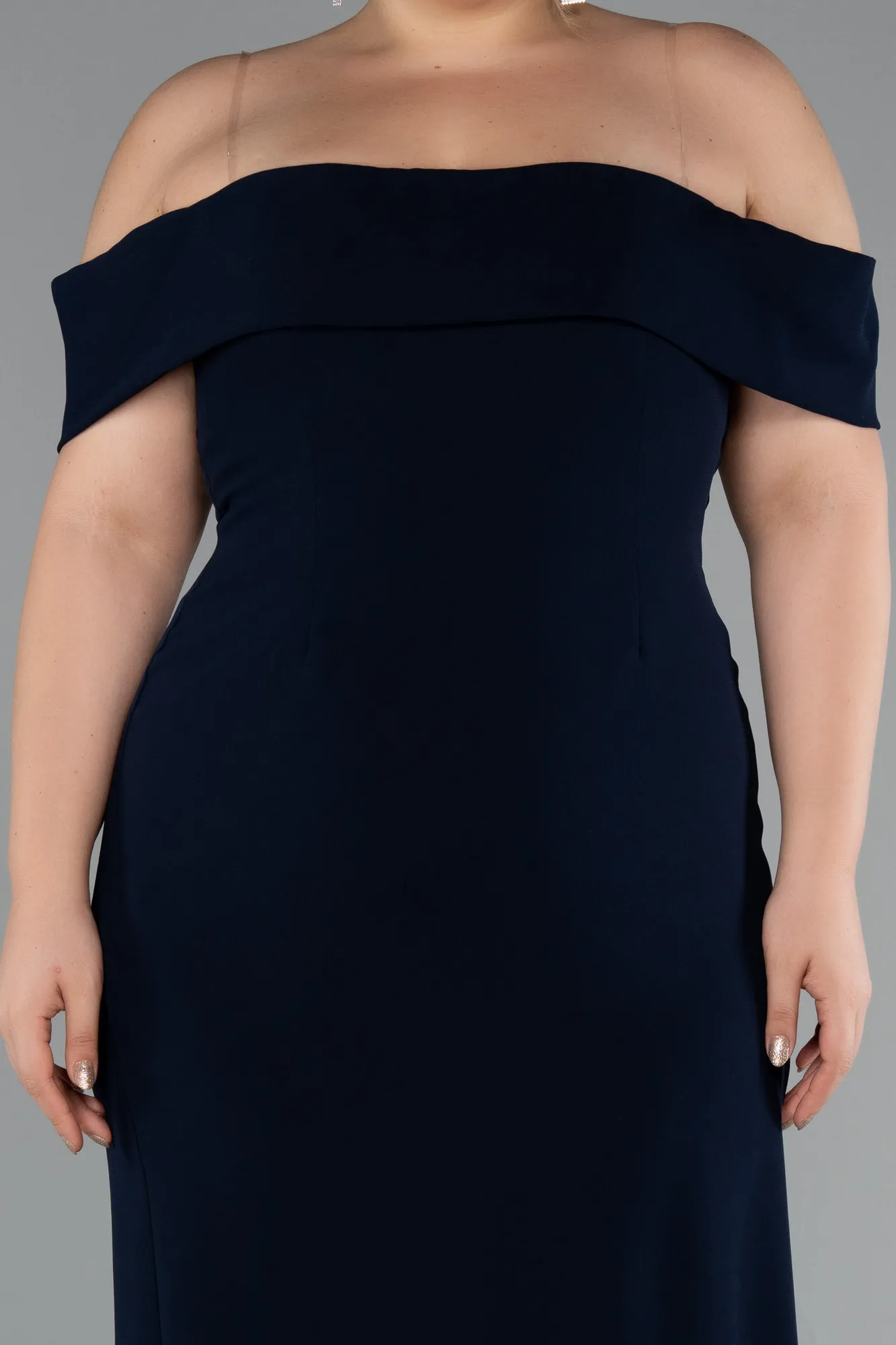 Navy Blue-Long Plus Size Evening Gown ABU5174
