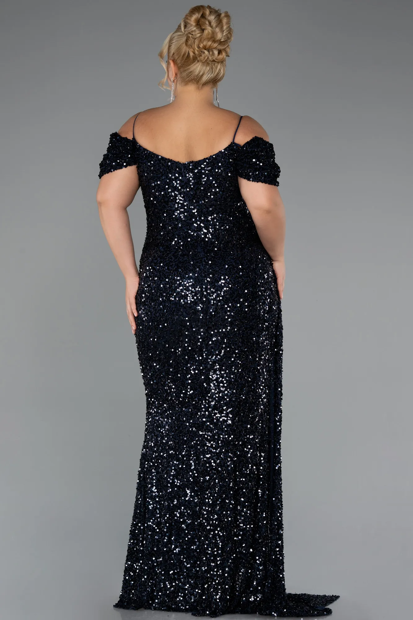 Navy Blue-Long Plus Size Evening Gown ABU5232