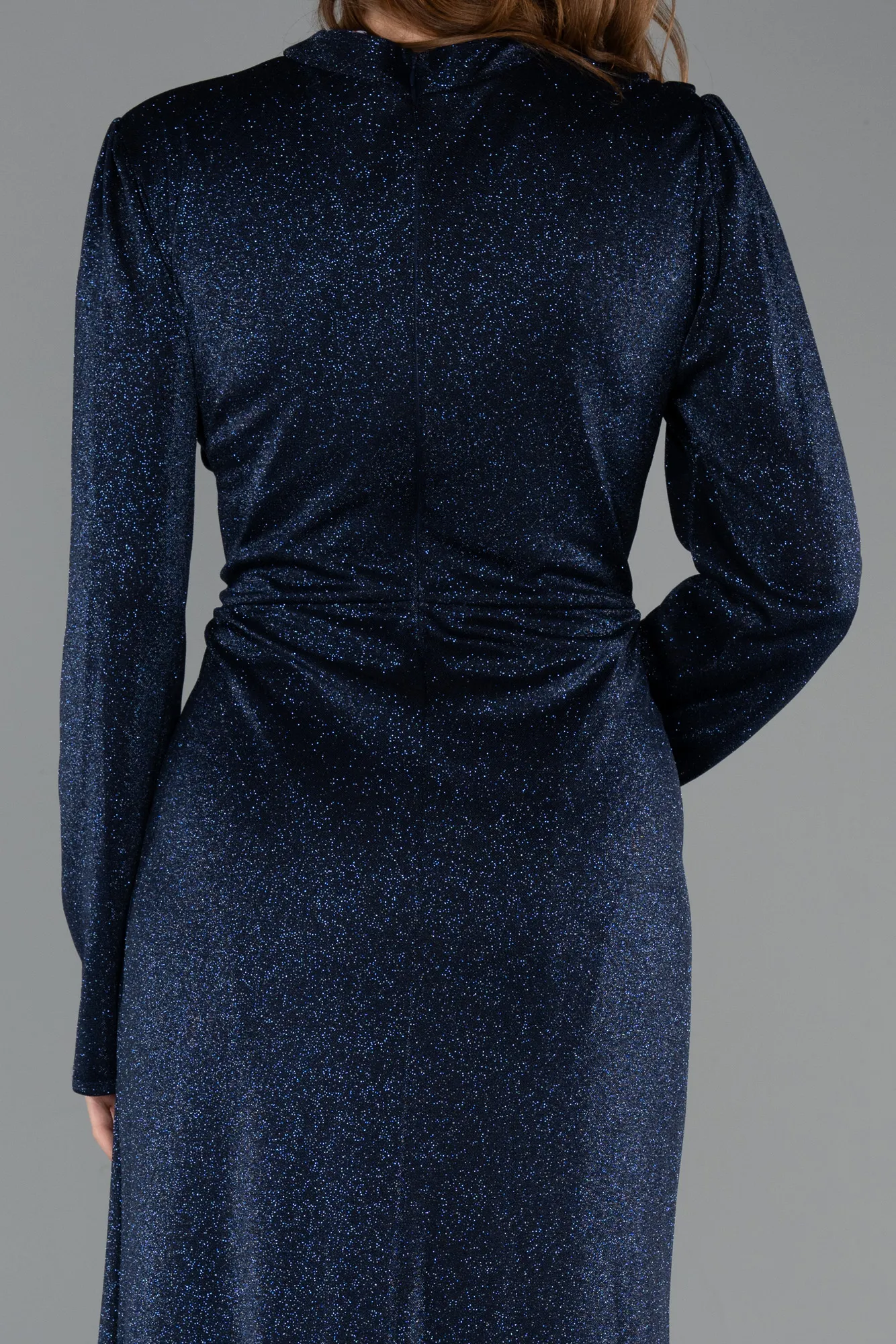 Navy Blue-Long Plus Size Hijab Dress ABU5502