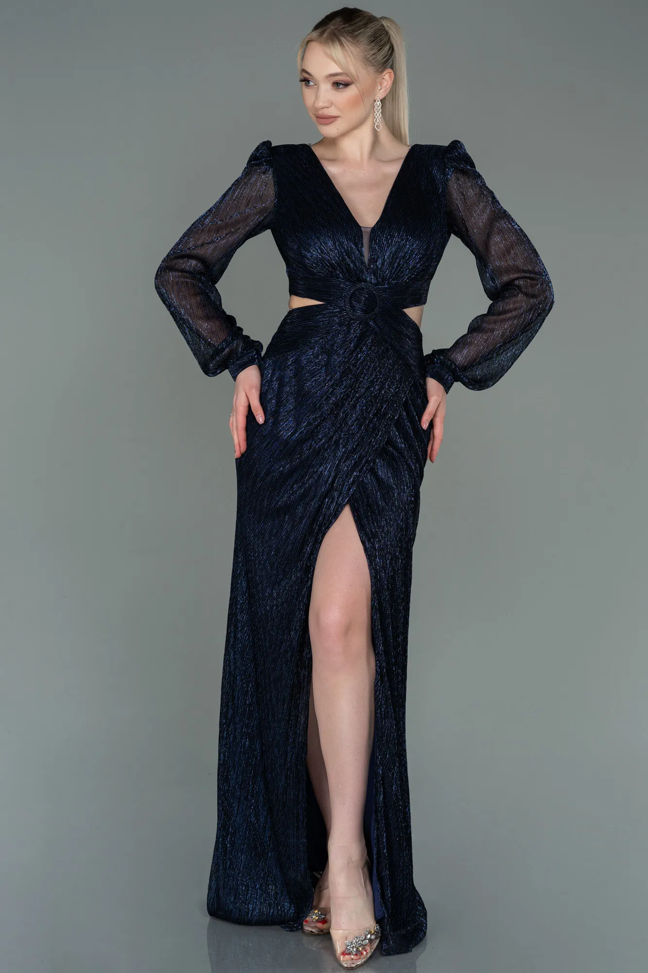 Navy Blue-Long Prom Gown ABU3181