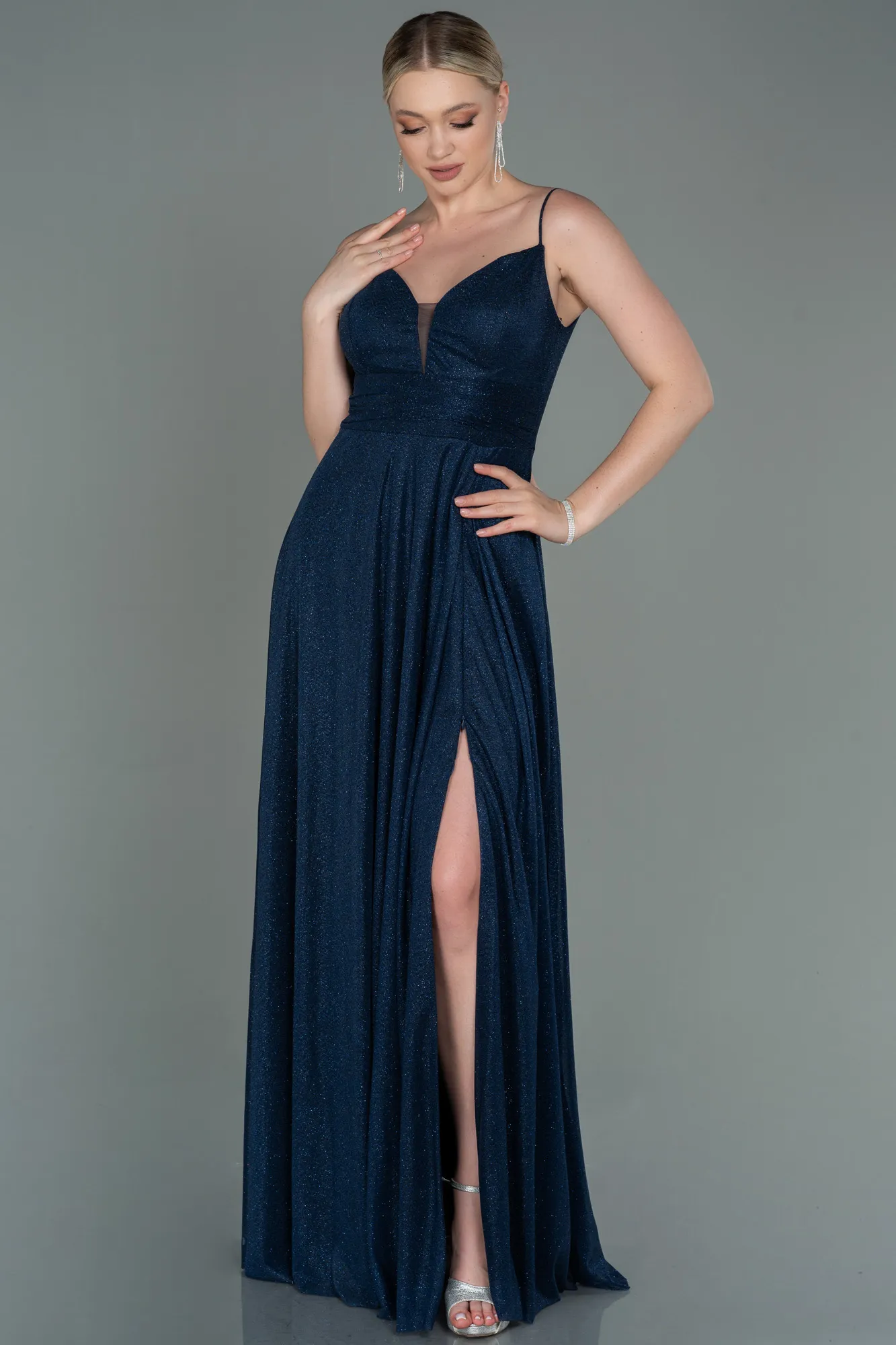 Navy Blue-Long Prom Gown ABU3195
