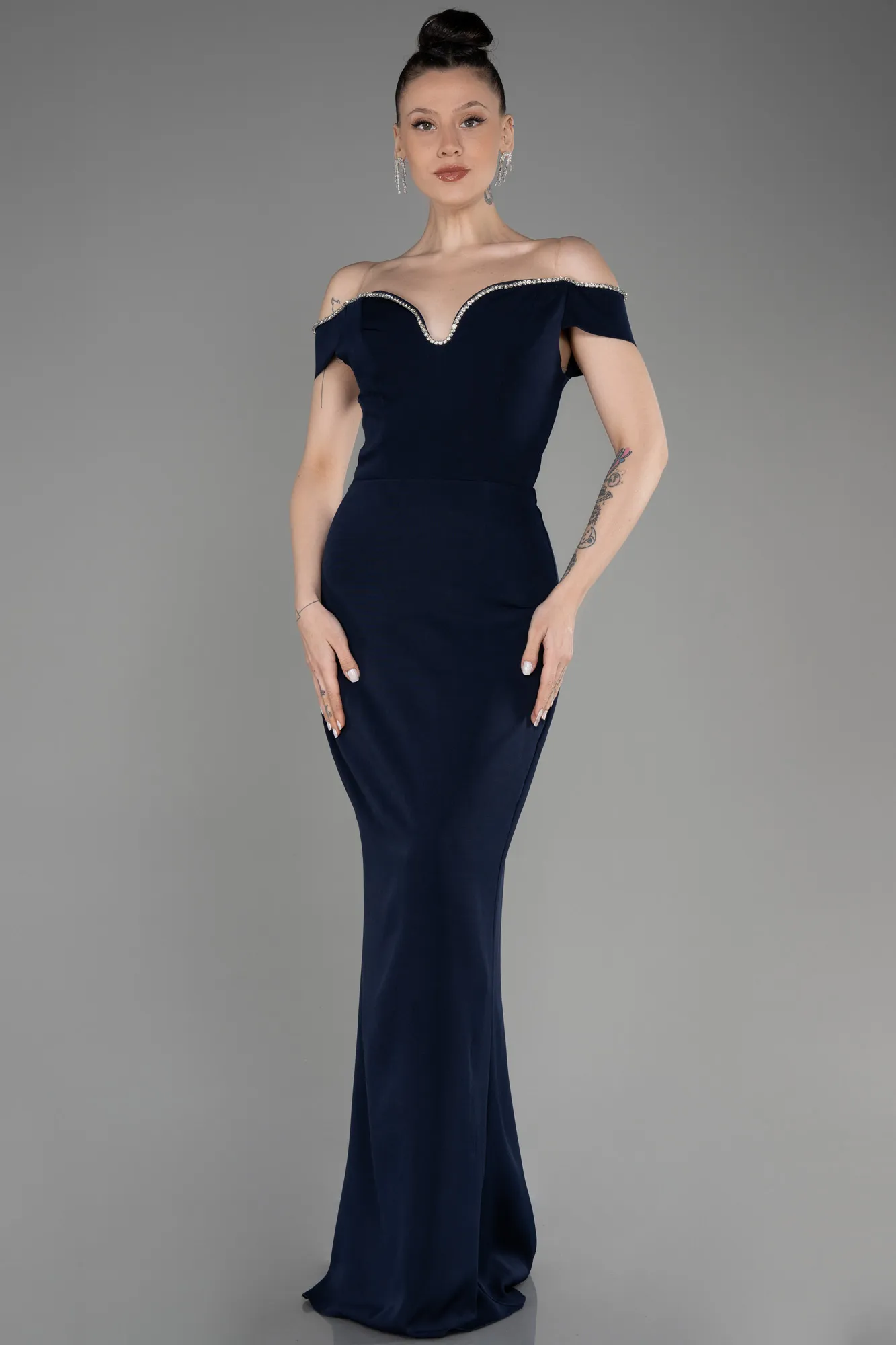 Navy Blue-Long Prom Gown ABU3781