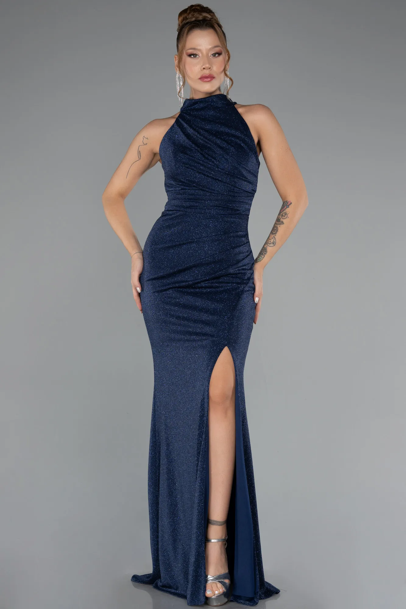 Navy Blue-Long Prom Gown ABU5368