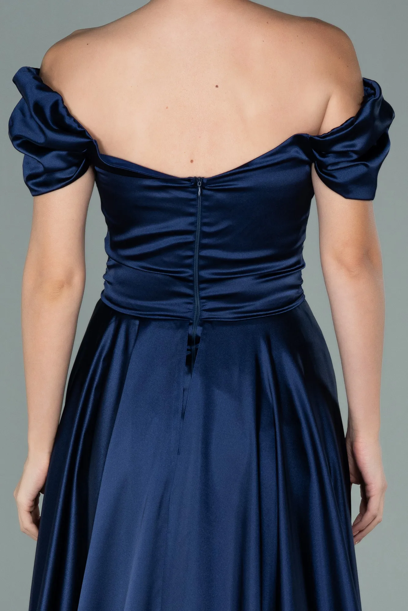 Navy Blue-Long Satin Evening Dress ABU2003
