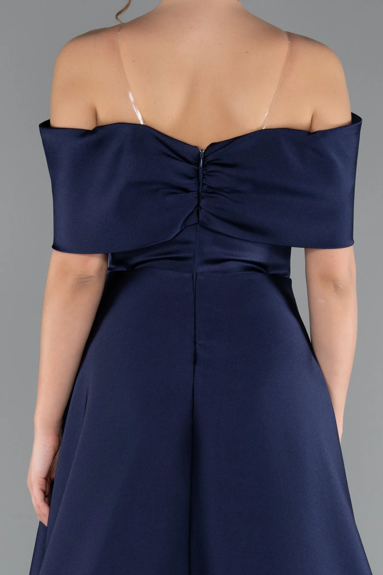 Navy Blue-Long Satin Evening Dress ABU5020