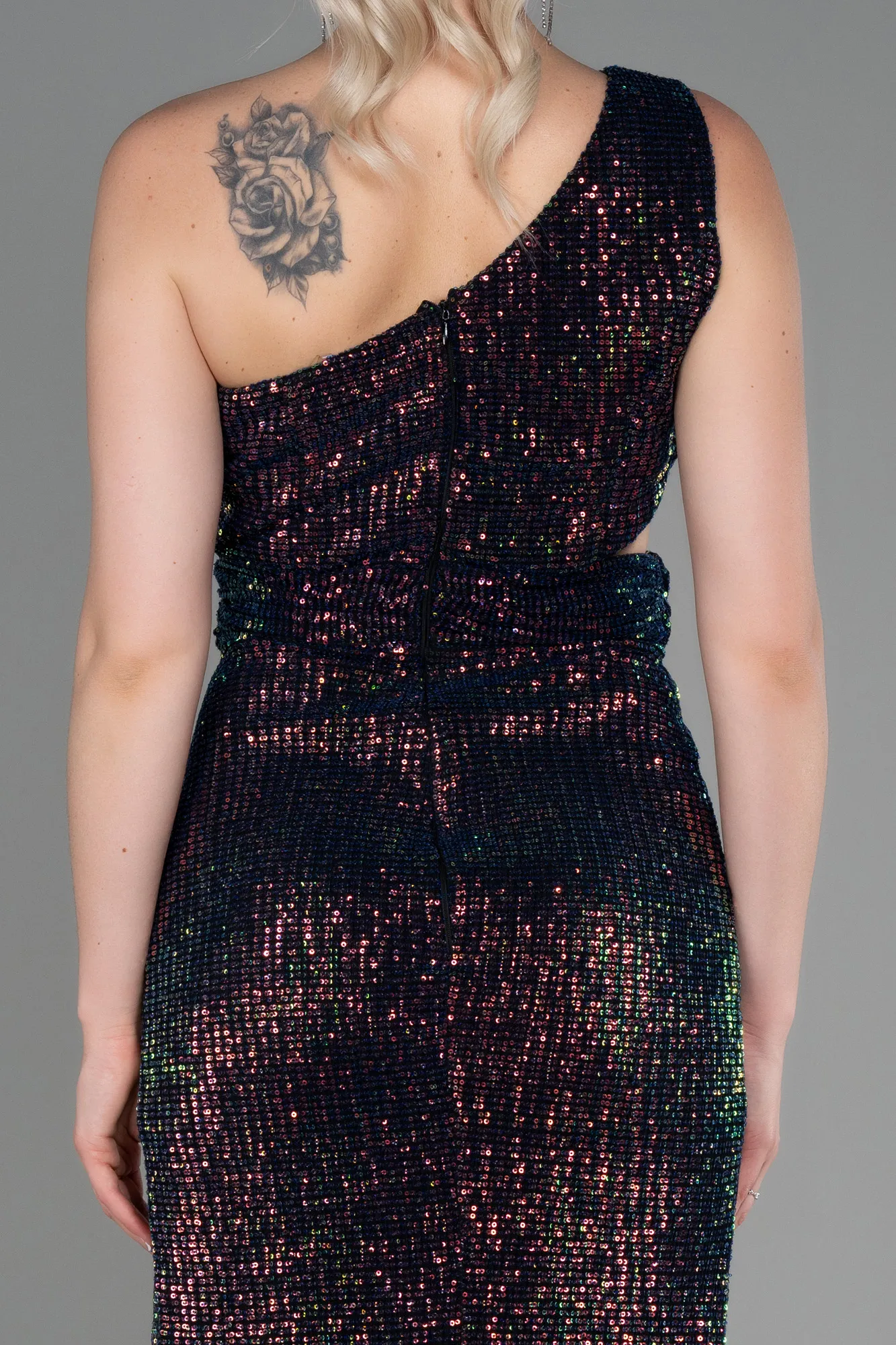 Navy Blue-Long Scaly Evening Dress ABU3231