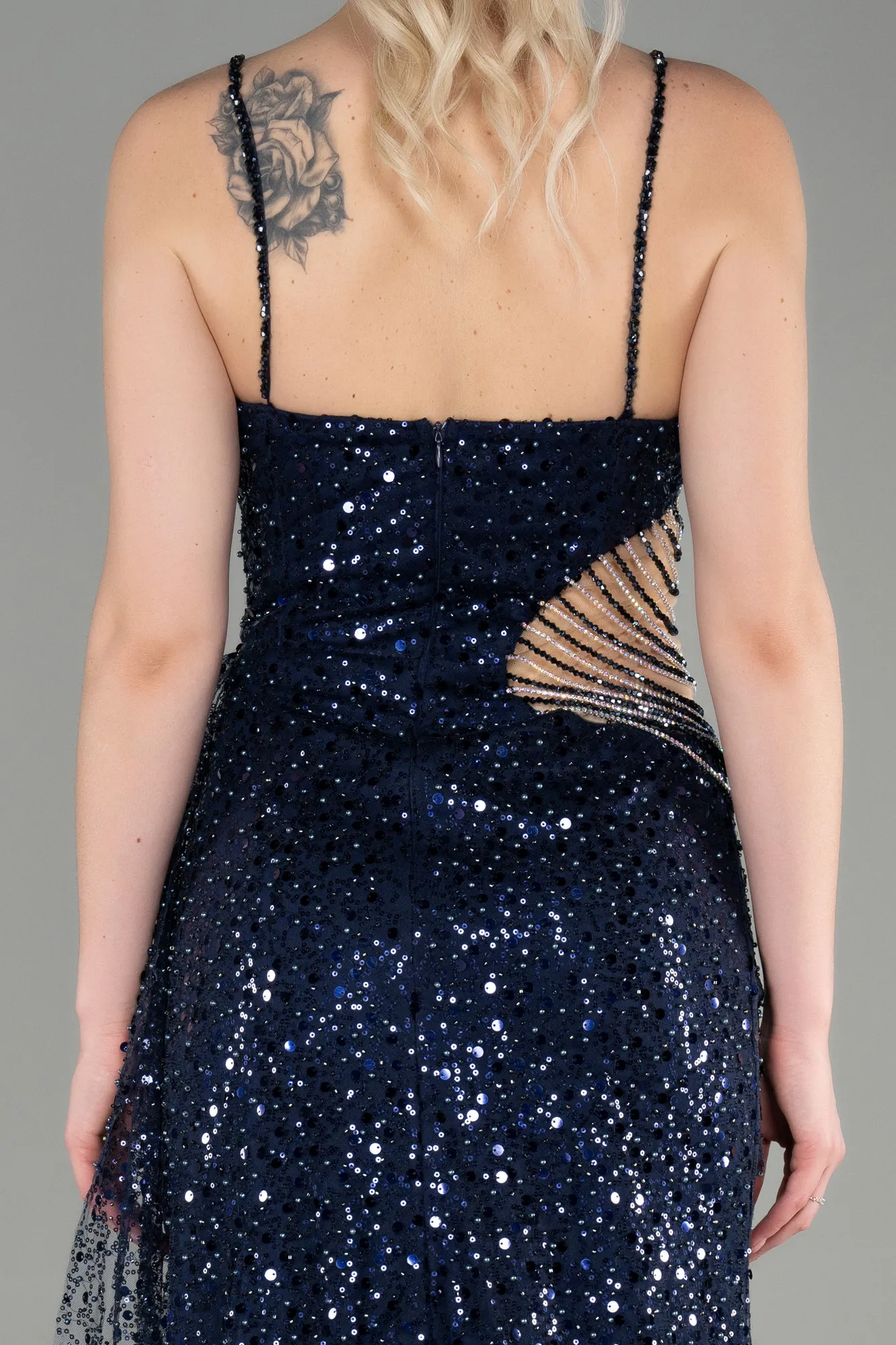 Navy Blue-Long Scaly Haute Couture ABU3347