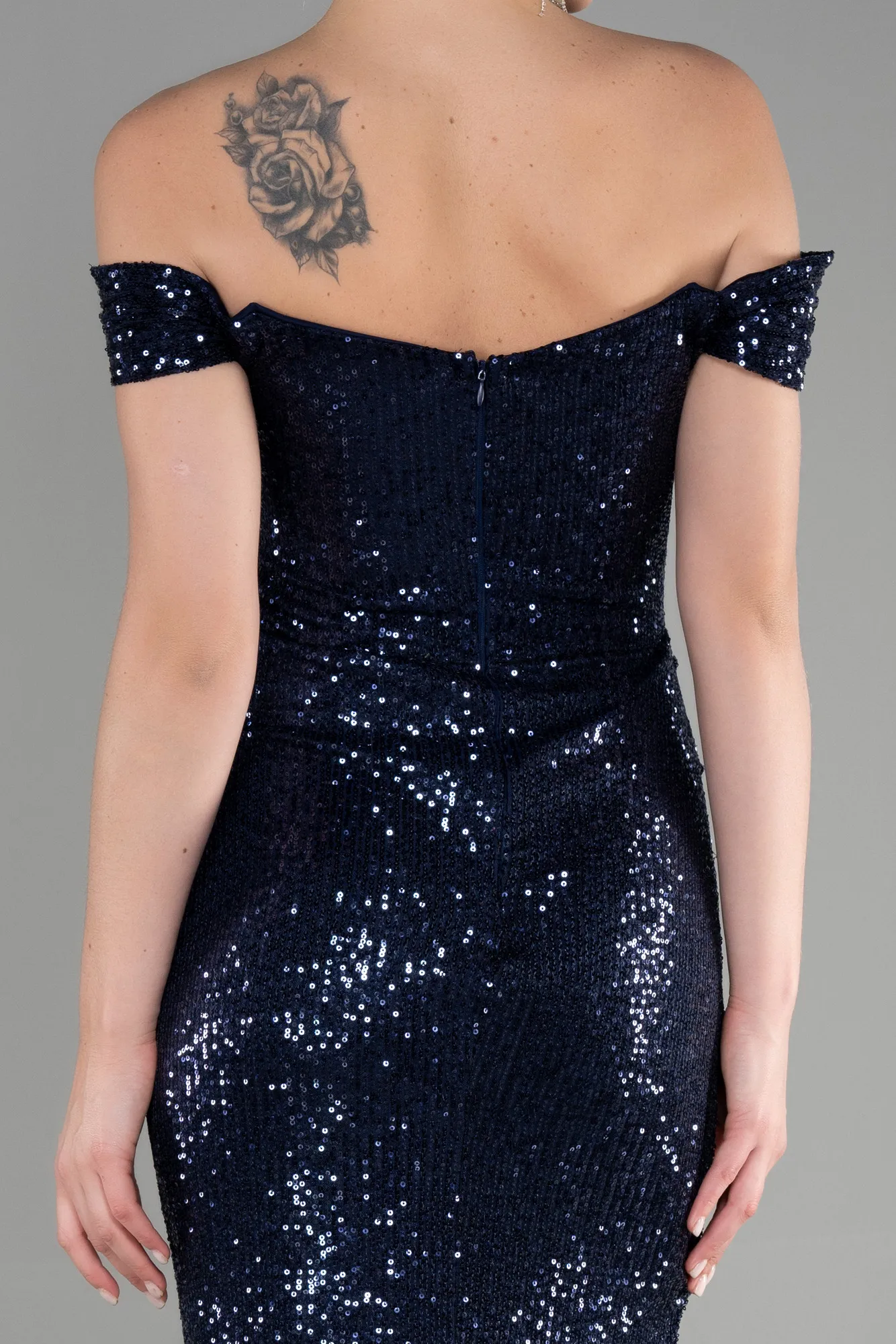 Navy Blue-Long Scaly Mermaid Evening Dress ABU3202