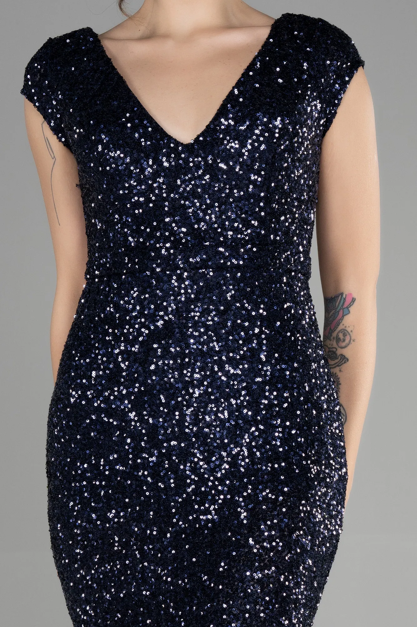 Navy Blue-Long Scaly Mermaid Evening Dress ABU3463