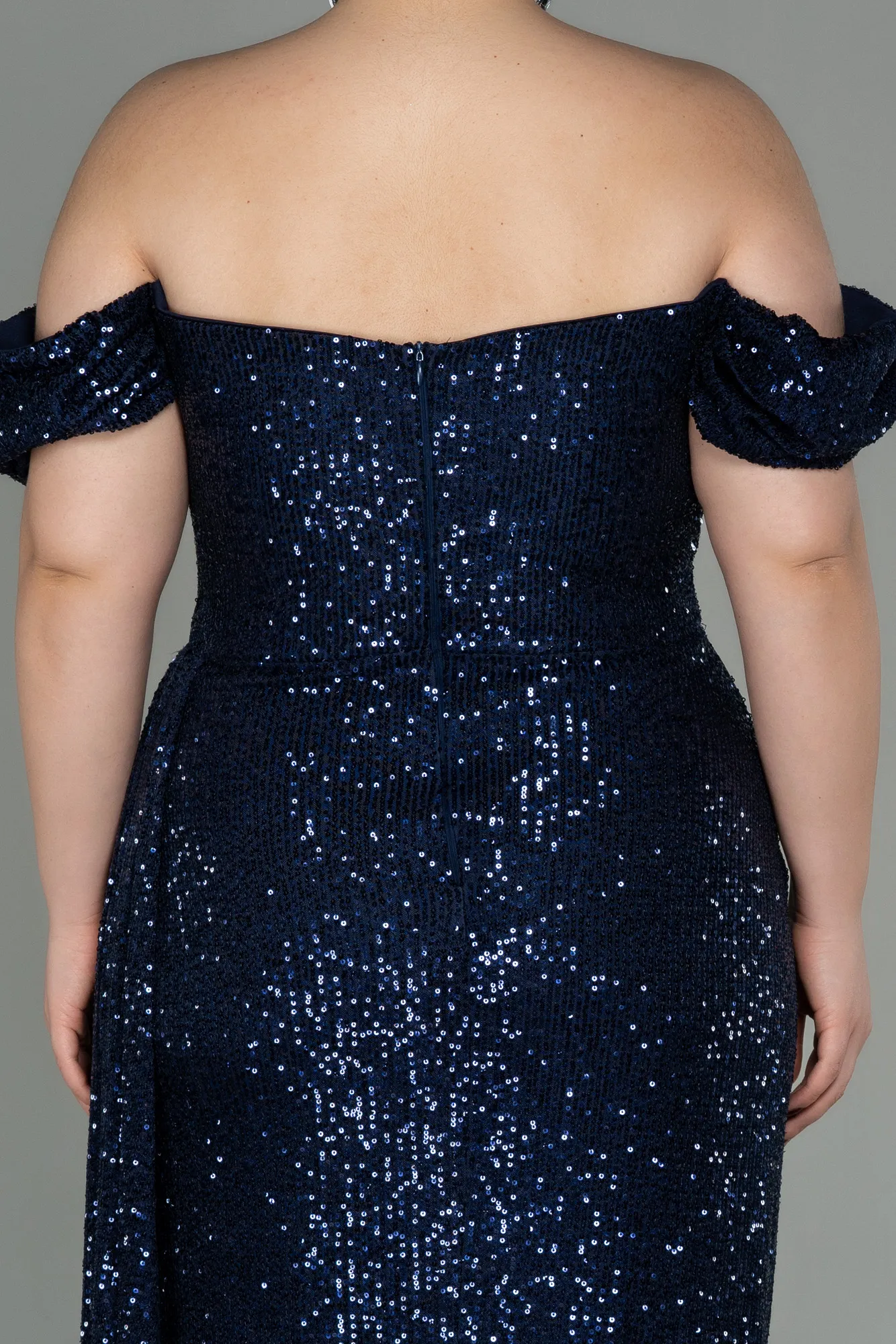 Navy Blue-Long Scaly Plus Size Evening Dress ABU2973