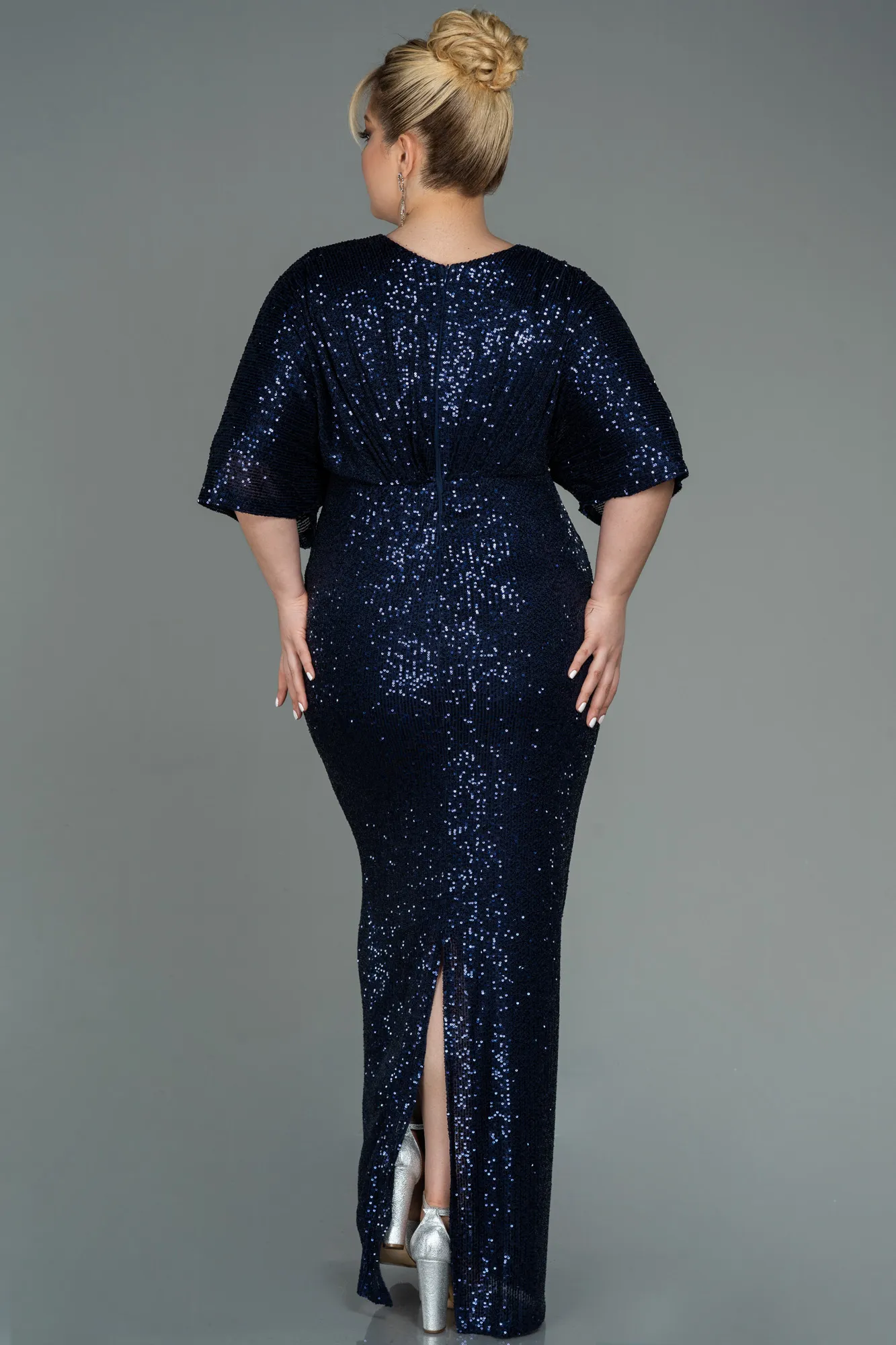 Navy Blue-Long Scaly Plus Size Evening Dress ABU3123